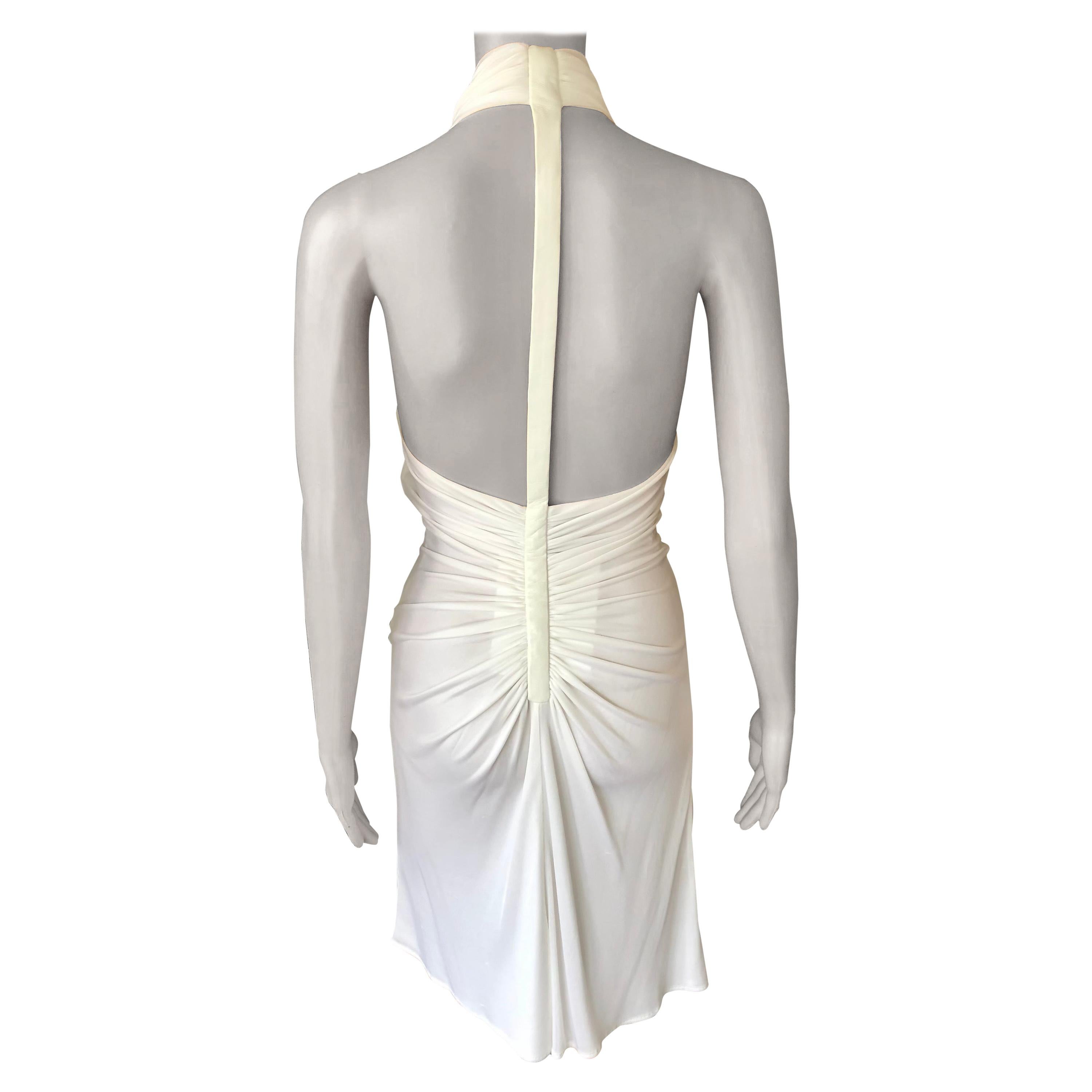 Gianni Versace S/S 2001 Runway Vintage Backless Plunged White Dress