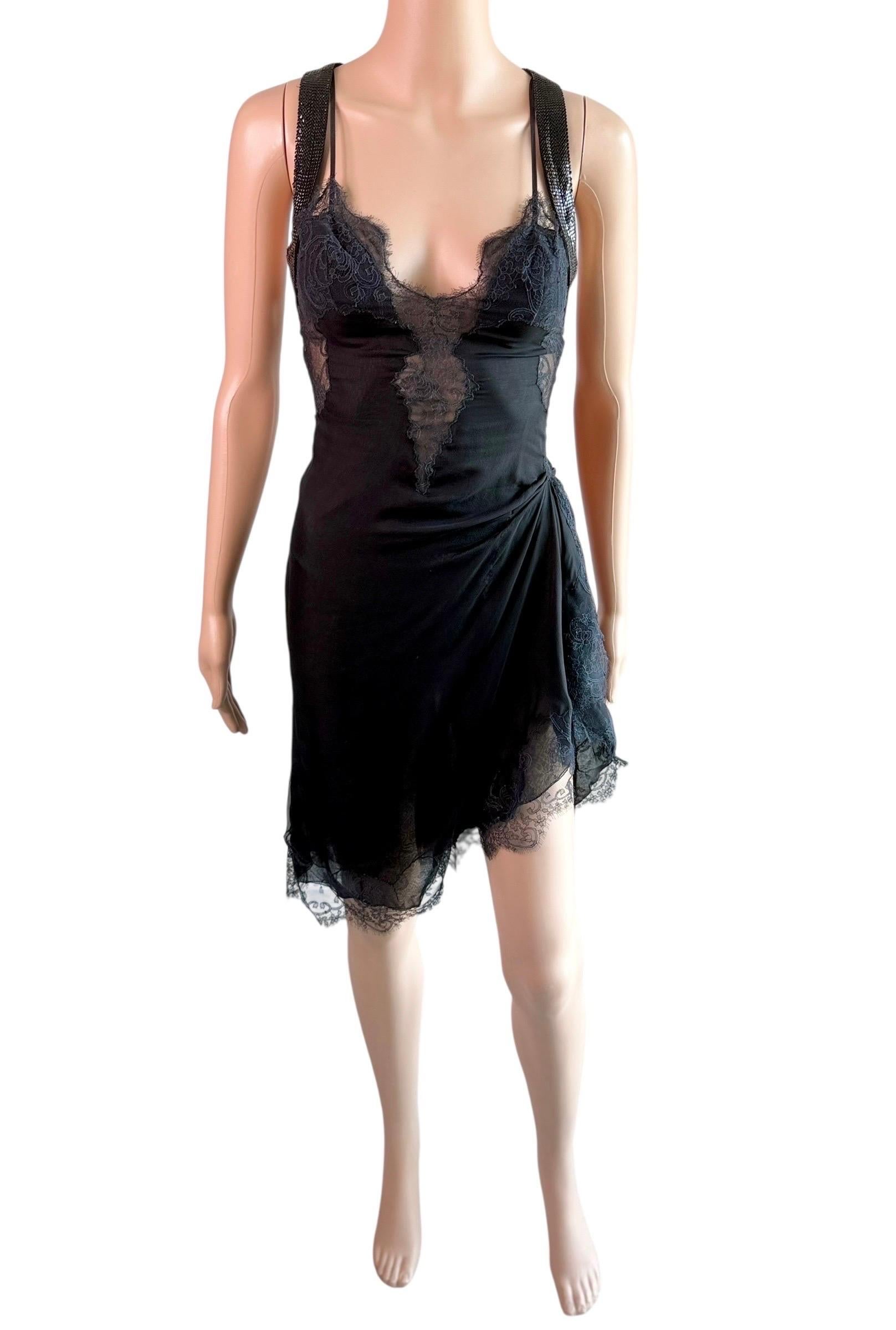 Gianni Versace F/S 2003 Laufsteg Transparentes Oroton Metallgeflecht-Kleid aus Spitze mit Metallgeflechtverzierung im Angebot 5