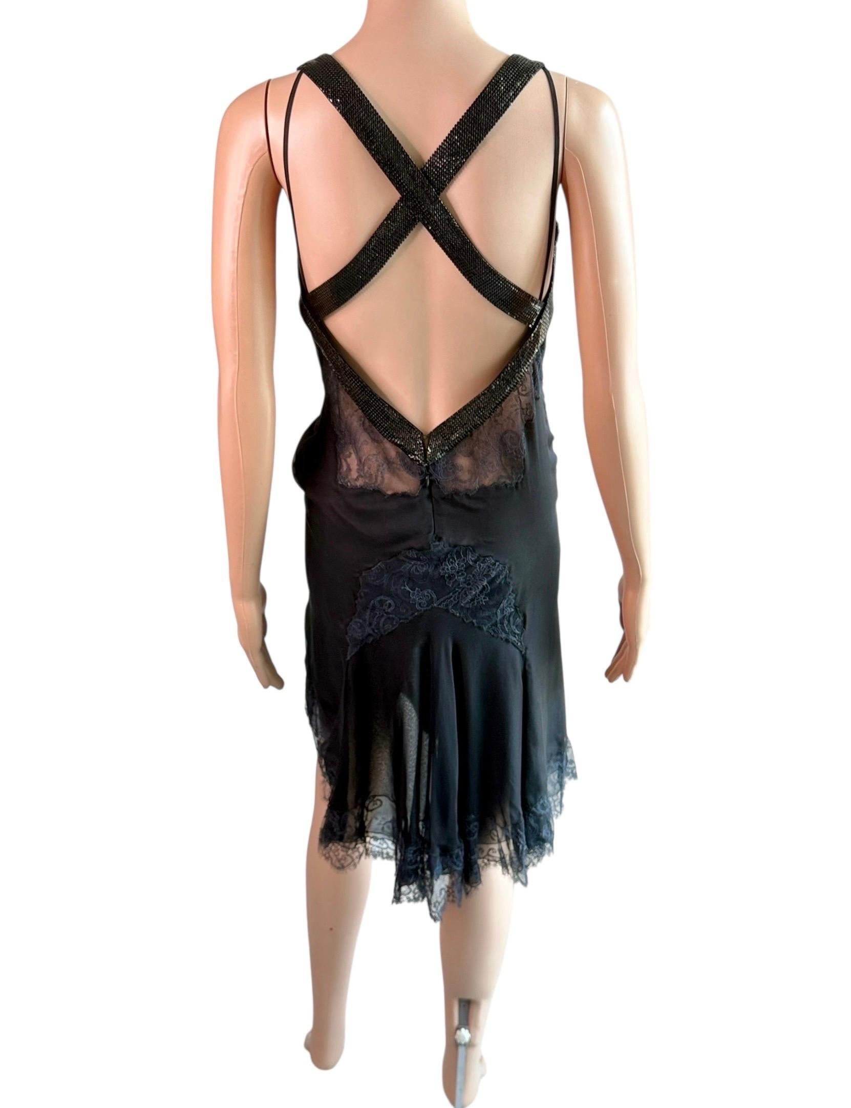 Gianni Versace F/S 2003 Laufsteg Transparentes Oroton Metallgeflecht-Kleid aus Spitze mit Metallgeflechtverzierung im Angebot 6