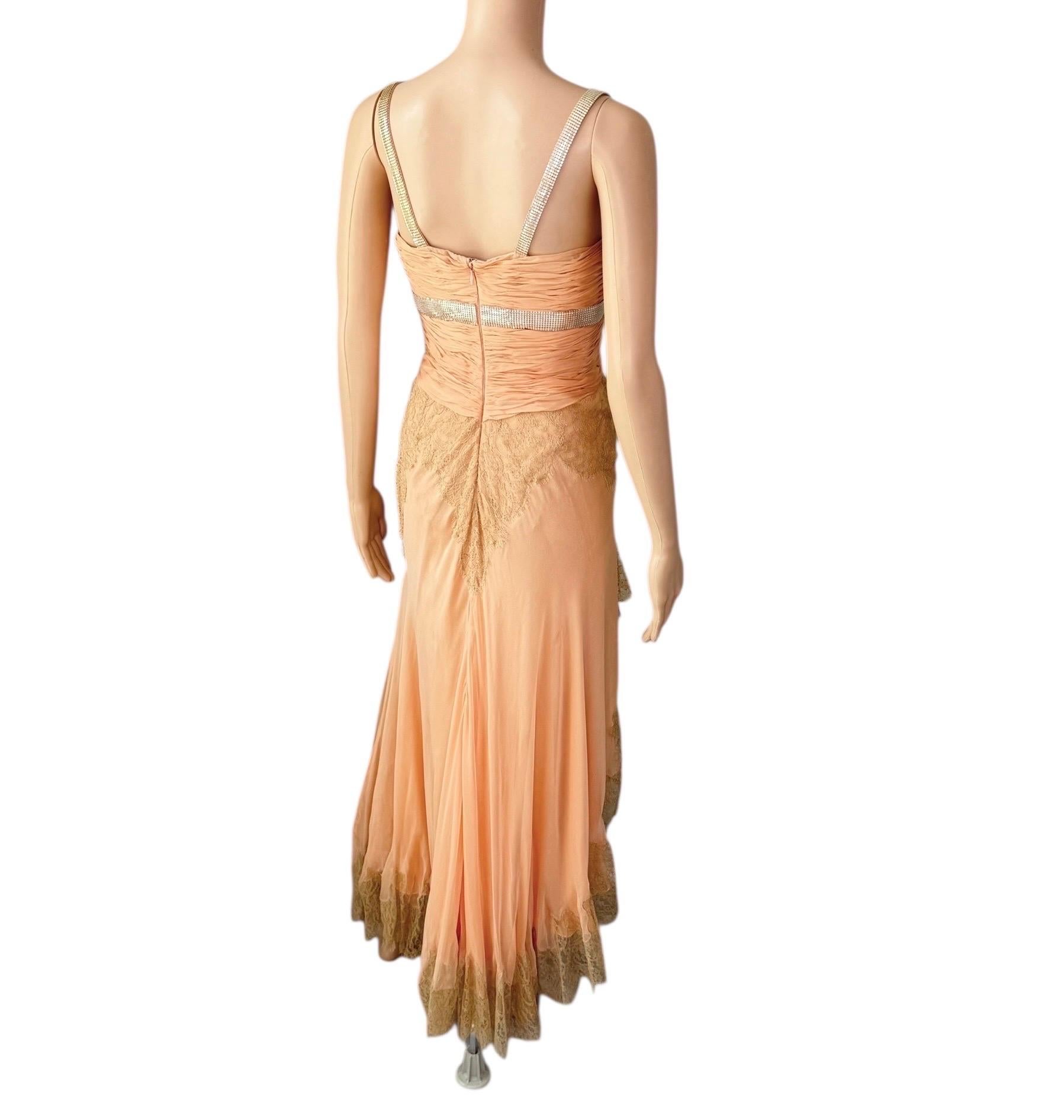 Gianni Versace S/S 2003 Runway Sheer Lace Oroton Metal Mesh Embellished Dress 7