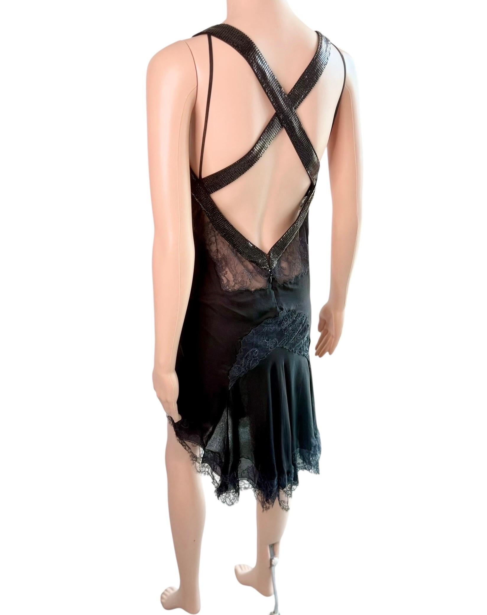 Gianni Versace F/S 2003 Laufsteg Transparentes Oroton Metallgeflecht-Kleid aus Spitze mit Metallgeflechtverzierung im Angebot 8