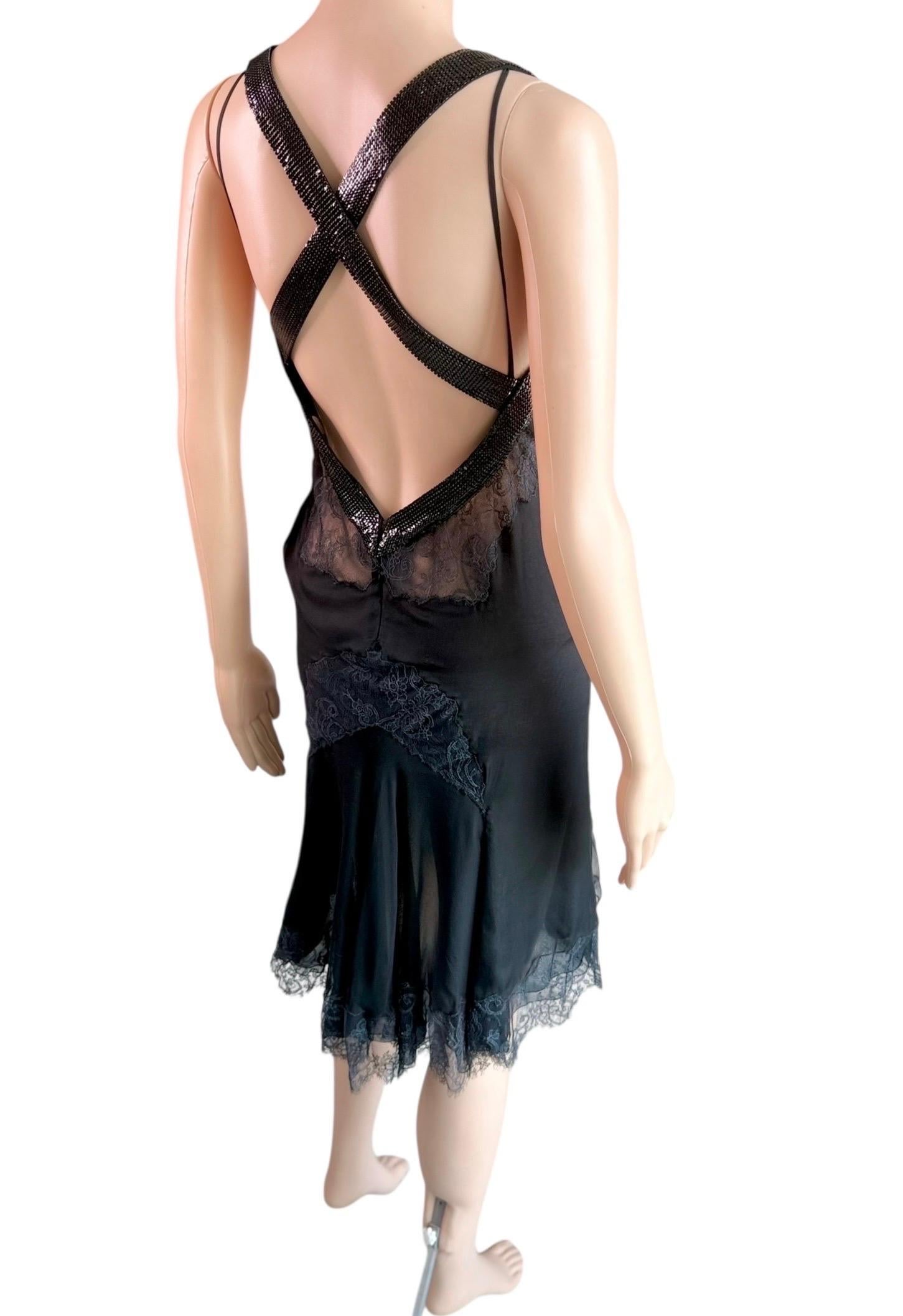 Gianni Versace F/S 2003 Laufsteg Transparentes Oroton Metallgeflecht-Kleid aus Spitze mit Metallgeflechtverzierung im Angebot 12
