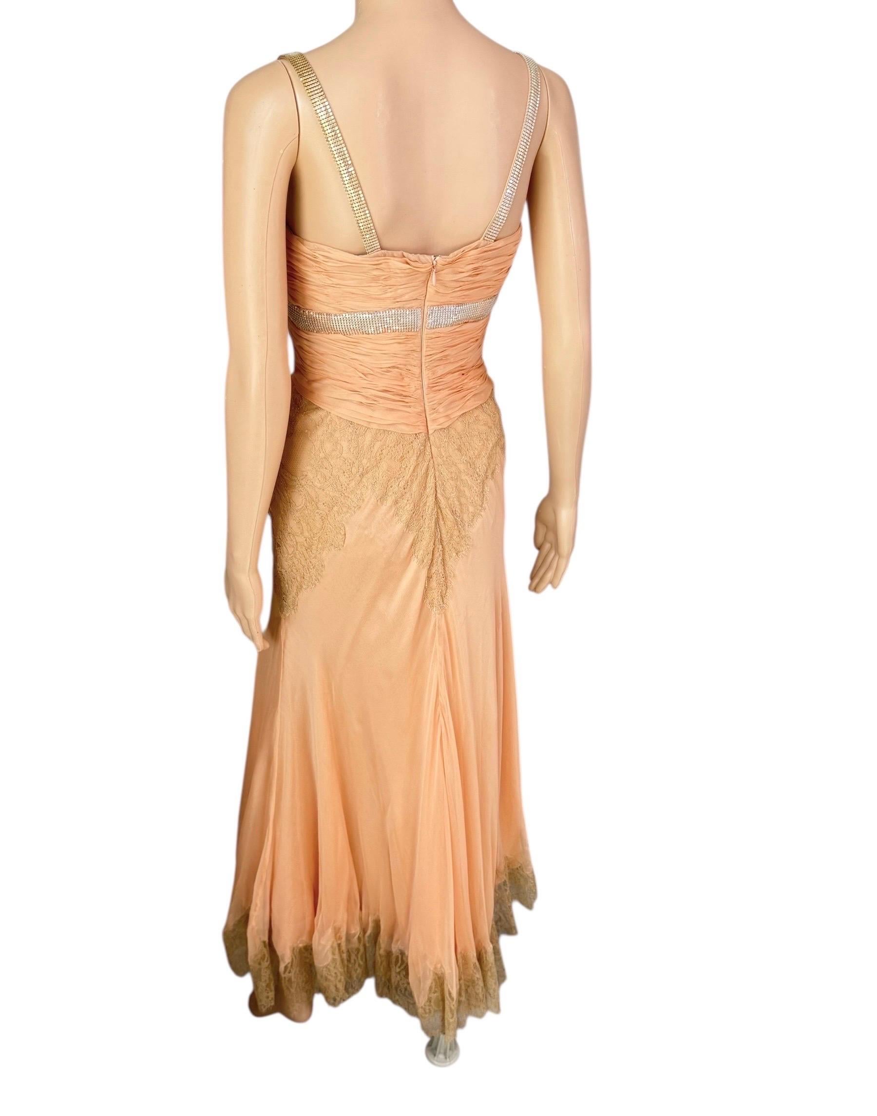 Women's or Men's Gianni Versace S/S 2003 Runway Sheer Lace Oroton Metal Mesh Embellished Dress