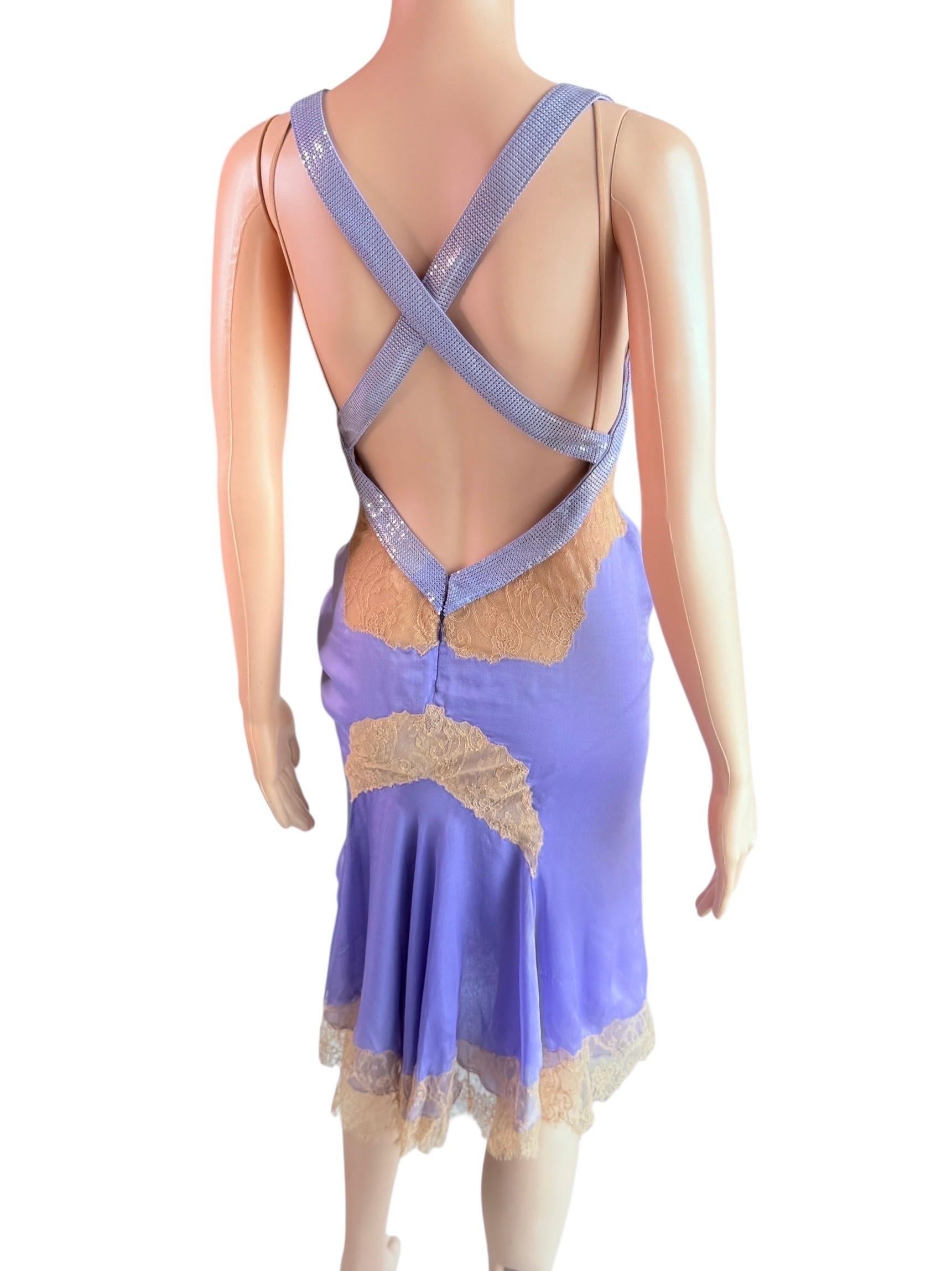 da uomo o donna Gianni Versace, abito in pizzo trasparente e rete metallica, impreziosito dalla passerella P/E 2003 in vendita