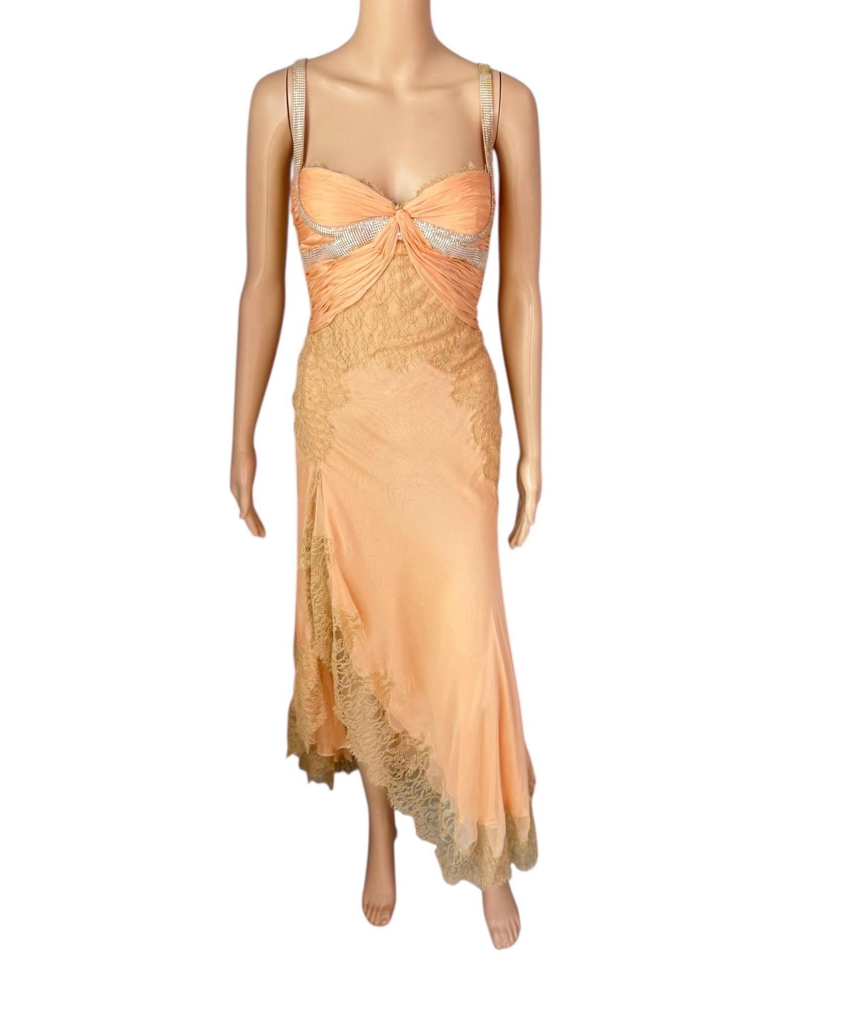 Gianni Versace S/S 2003 Runway Sheer Lace Oroton Metal Mesh Embellished Dress 1