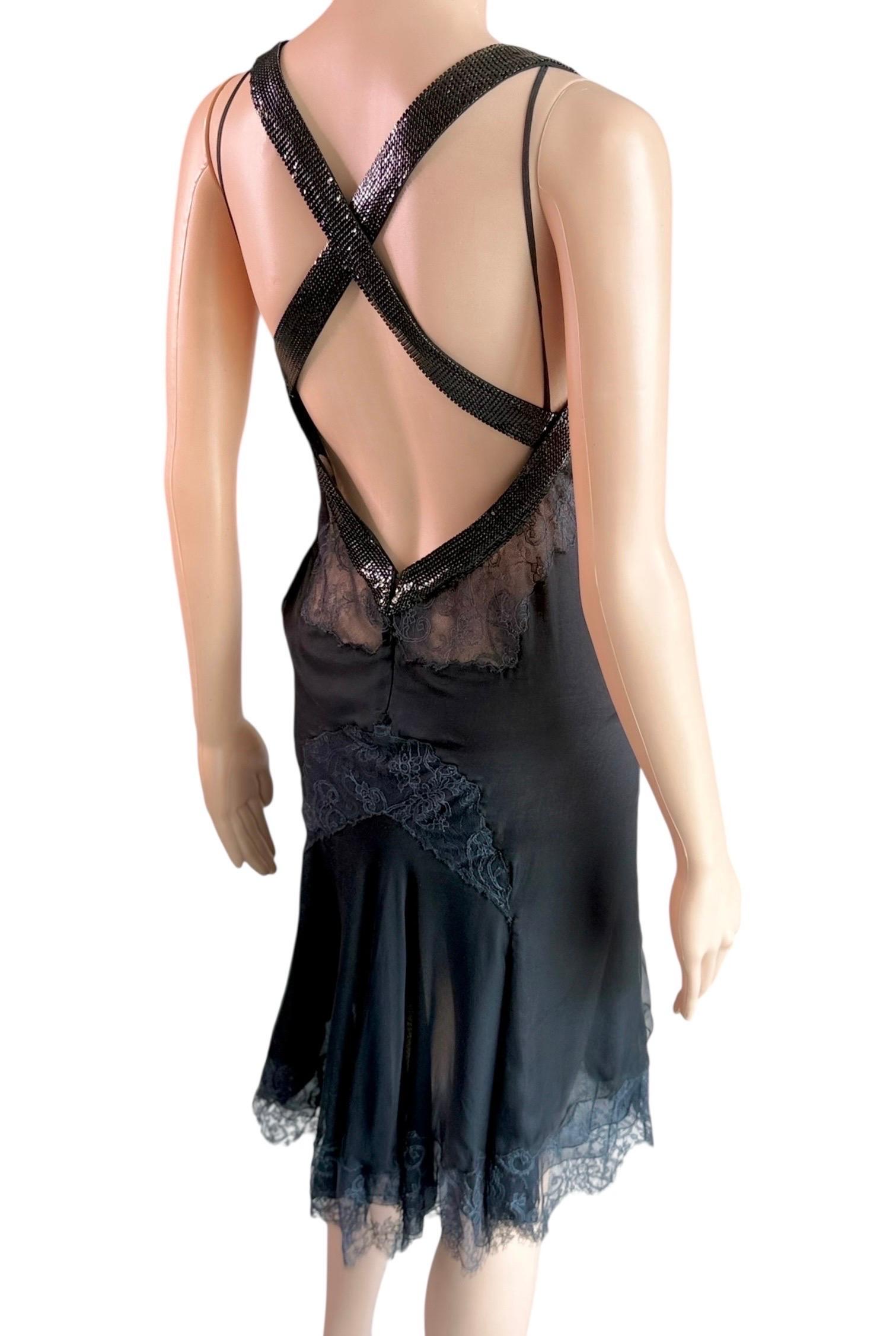 Gianni Versace F/S 2003 Laufsteg Transparentes Oroton Metallgeflecht-Kleid aus Spitze mit Metallgeflechtverzierung im Angebot 2