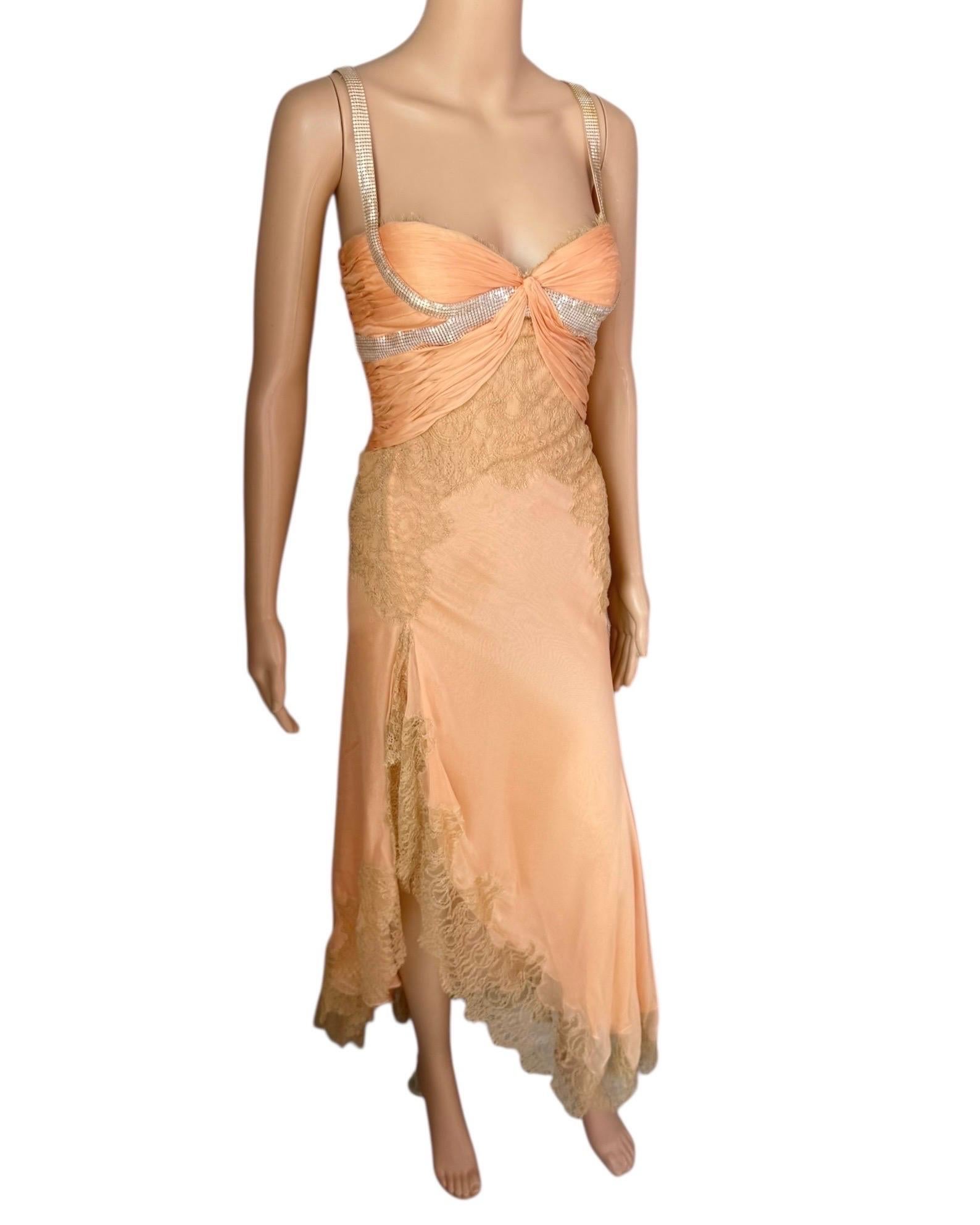 Gianni Versace S/S 2003 Runway Sheer Lace Oroton Metal Mesh Embellished Dress 4