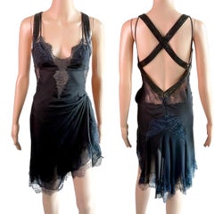 Gianni Versace F/S 2003 Laufsteg Transparentes Oroton Metallgeflecht-Kleid aus Spitze mit Metallgeflechtverzierung