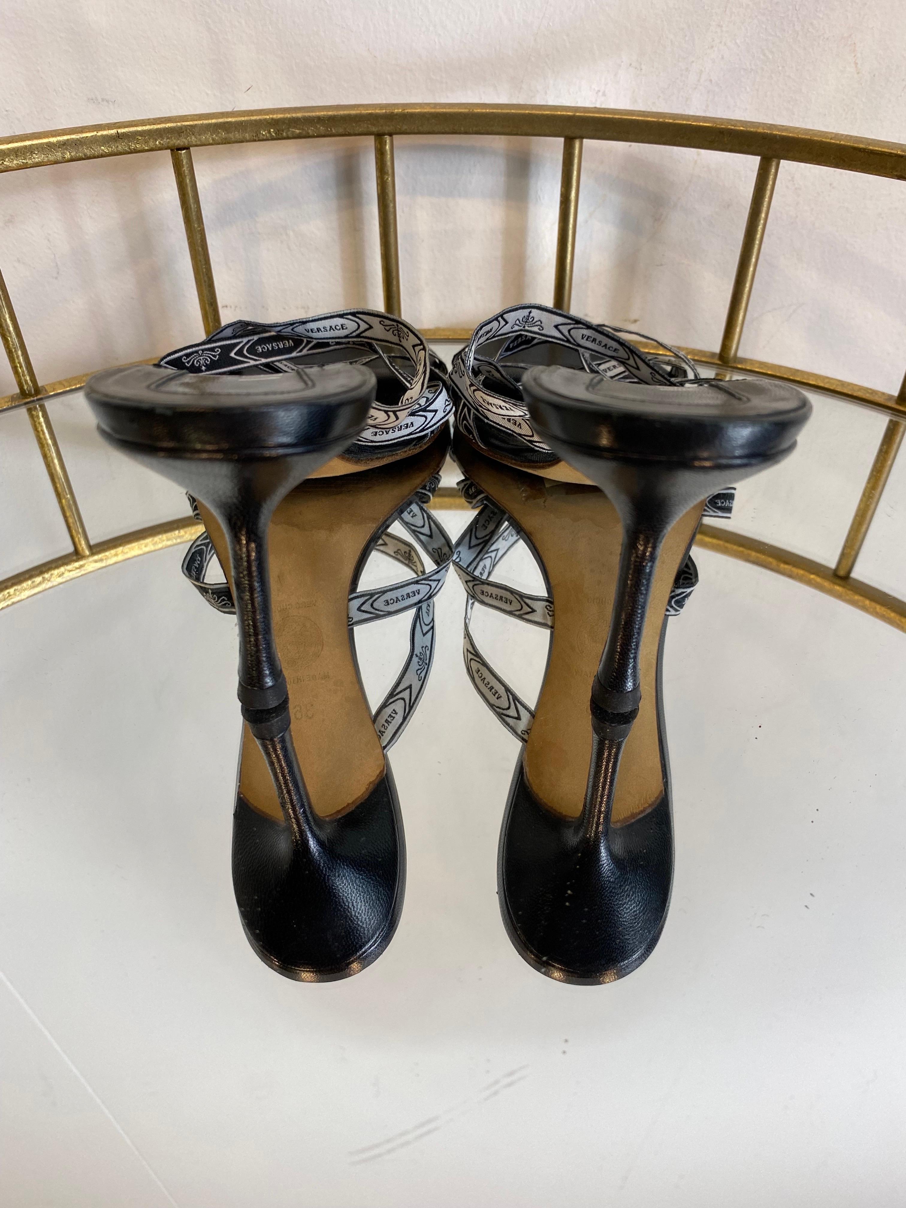 Black Gianni Versace sandals For Sale