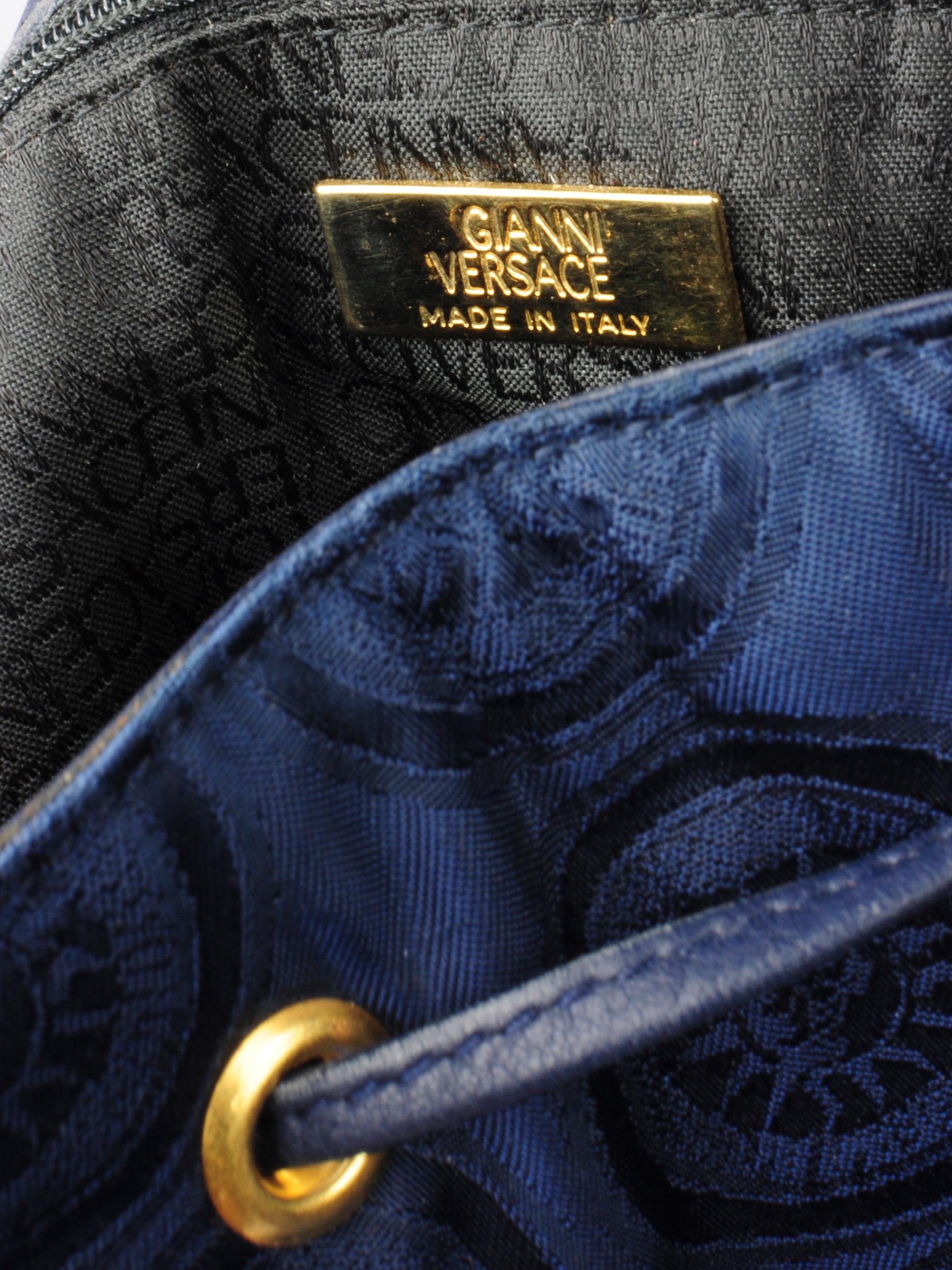 Women's or Men's Gianni Versace Shoulder Bucket Bag with Sun Print Western Medusa Details 1990s For Sale