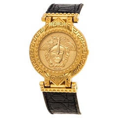 Gianni Versace Signature Medusa Gold Plated Leather Women's Wristwatch 30MM