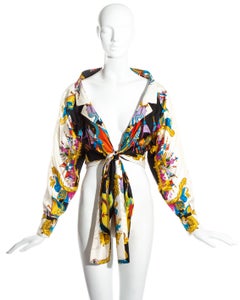 Gianni Versace silk off-shoulder cropped blouse, ss 1993