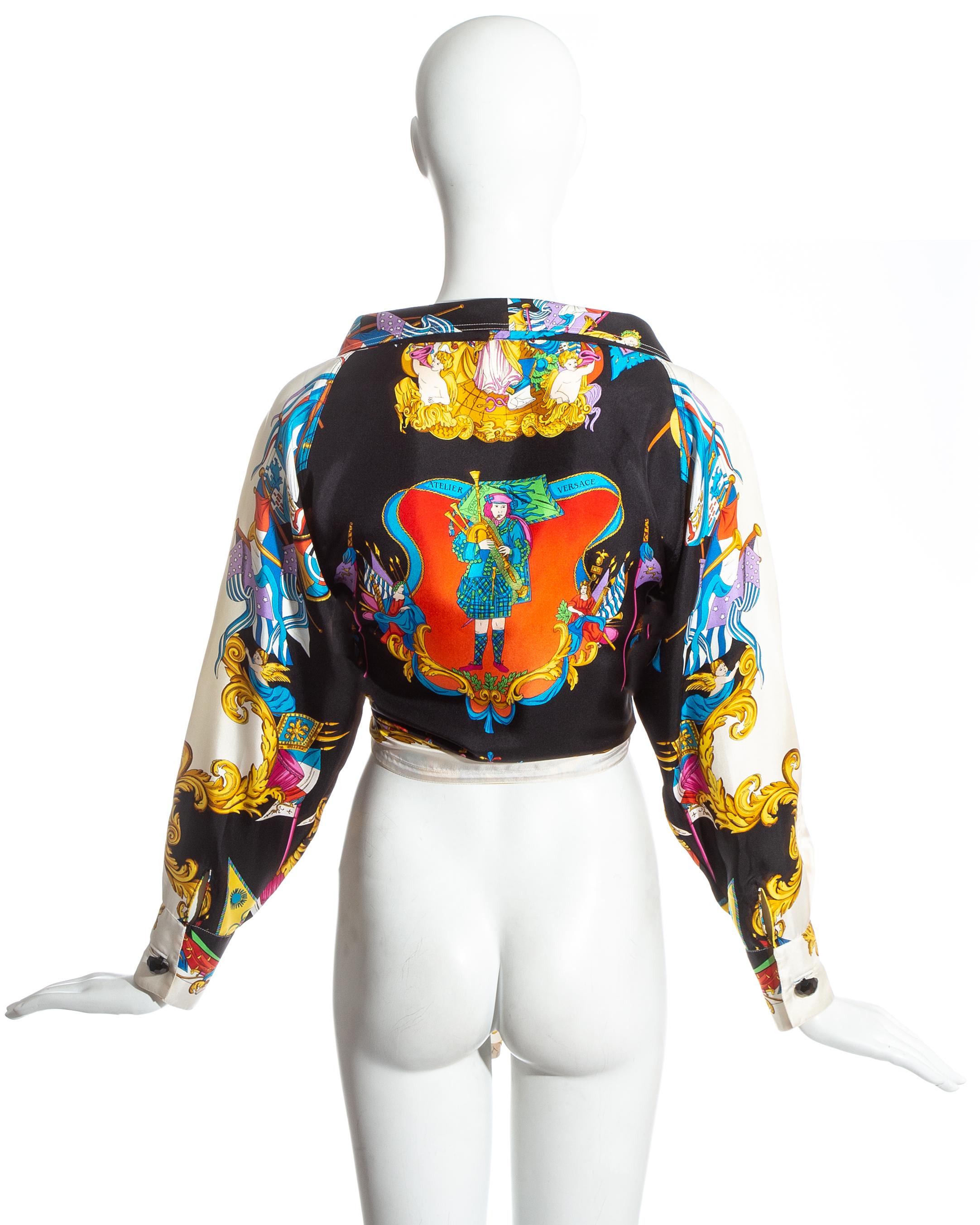 Women's Gianni Versace silk off-shoulder cropped blouse, ss 1993 For Sale