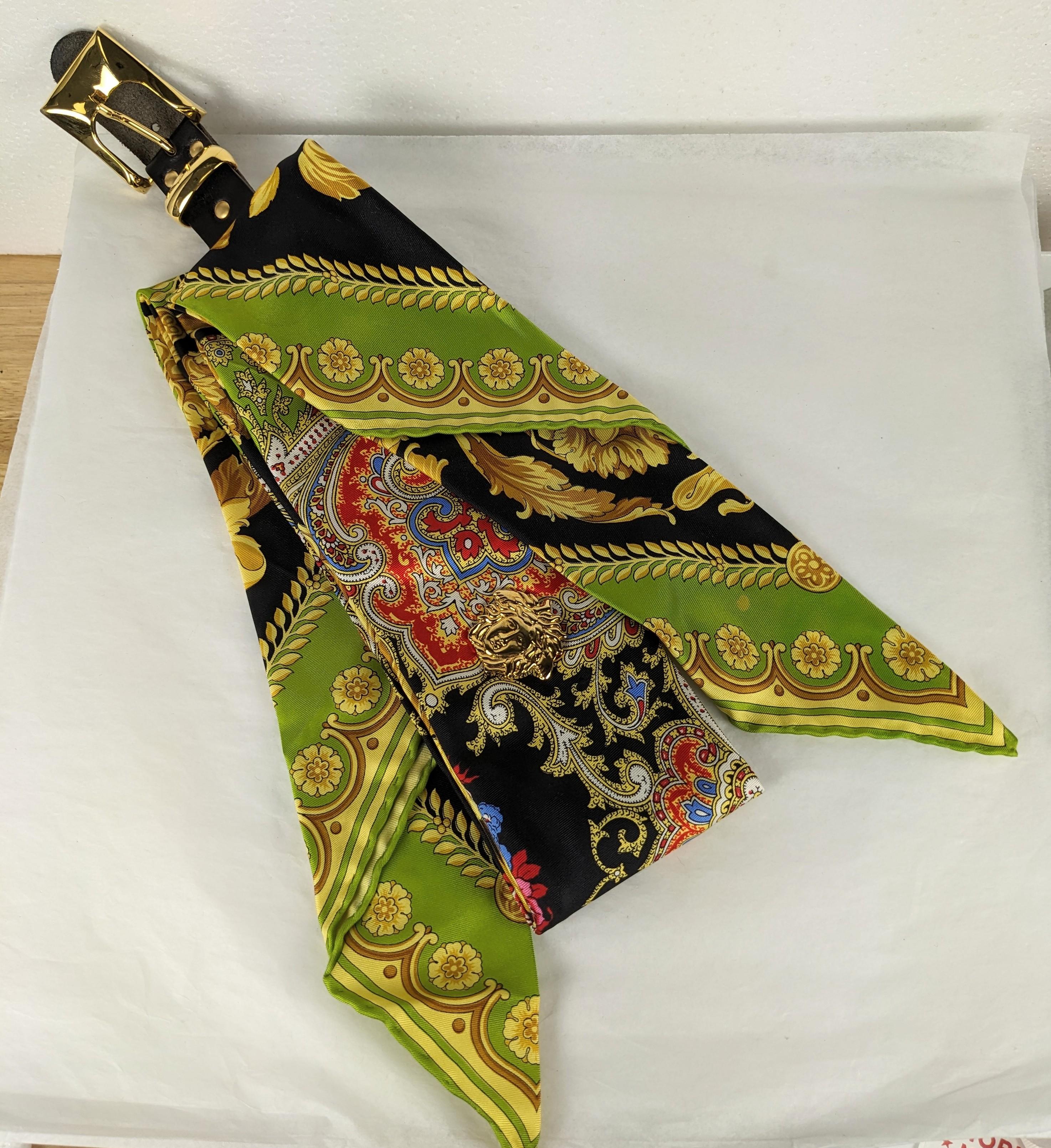 Brown Gianni Versace Silk Scarf Belt For Sale
