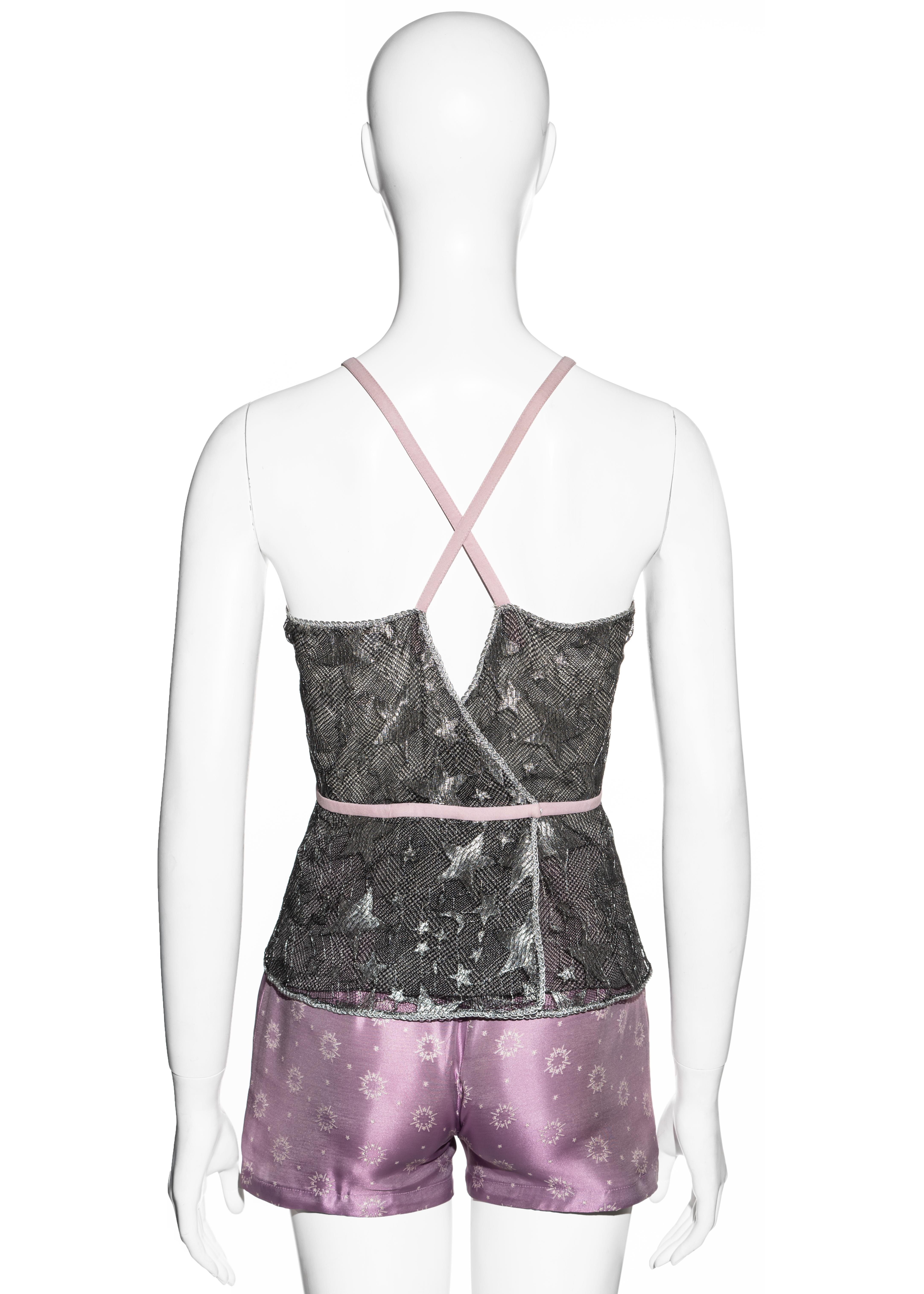 Gianni Versace silver and pink vest and hot pants set, ss 1998 1