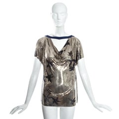 Gianni Versace silver chainmail evening top with floral print, fw 1983