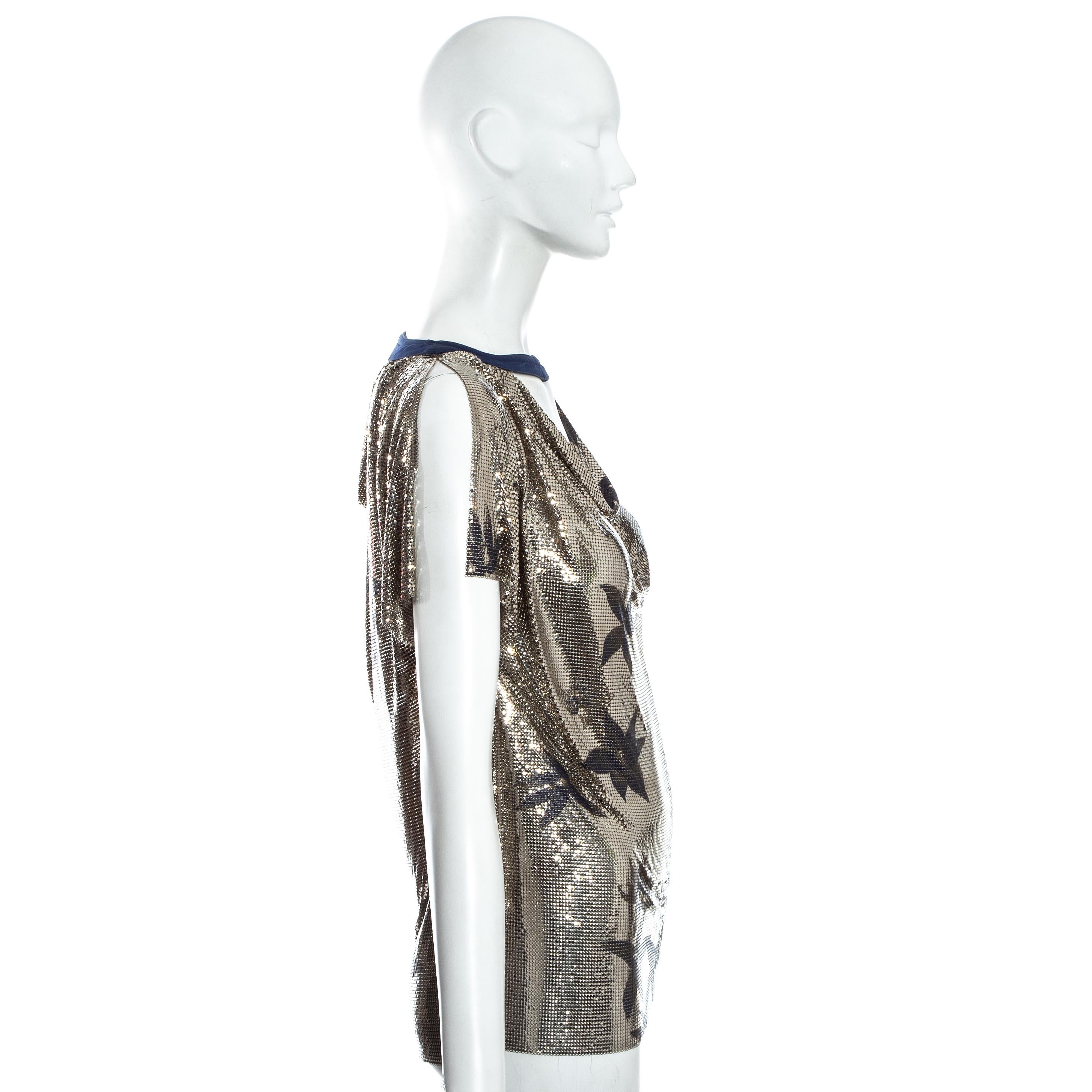 Gianni Versace silver chainmail evening top with floral Gianni Versace silver chainmail evening top with floral