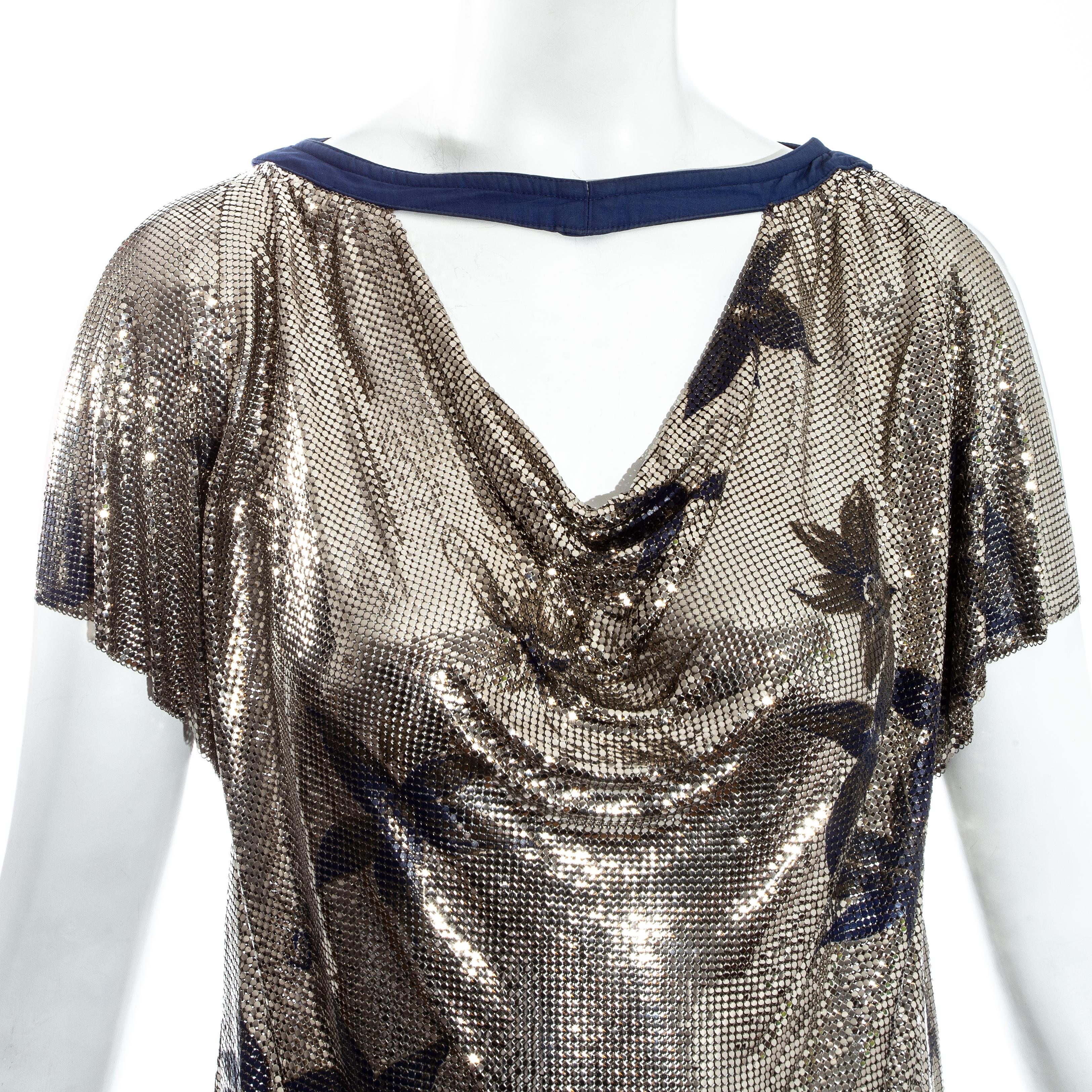 Donna Gianni Versace - Top da sera in maglia d'argento con stampa floreale, fw 1983 in vendita