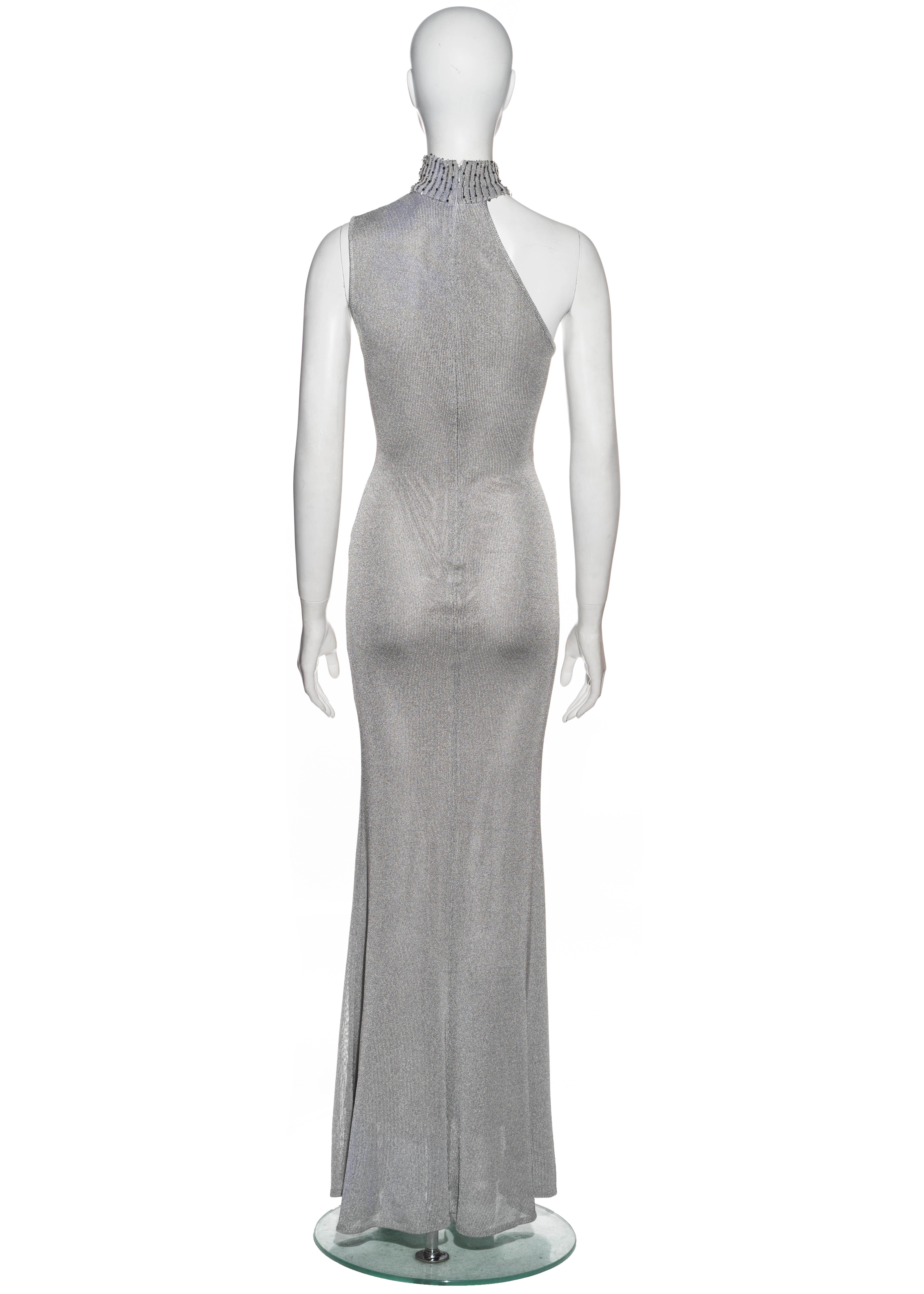 Silver Gianni Versace silver knitted rayon evening dress, fw 1996