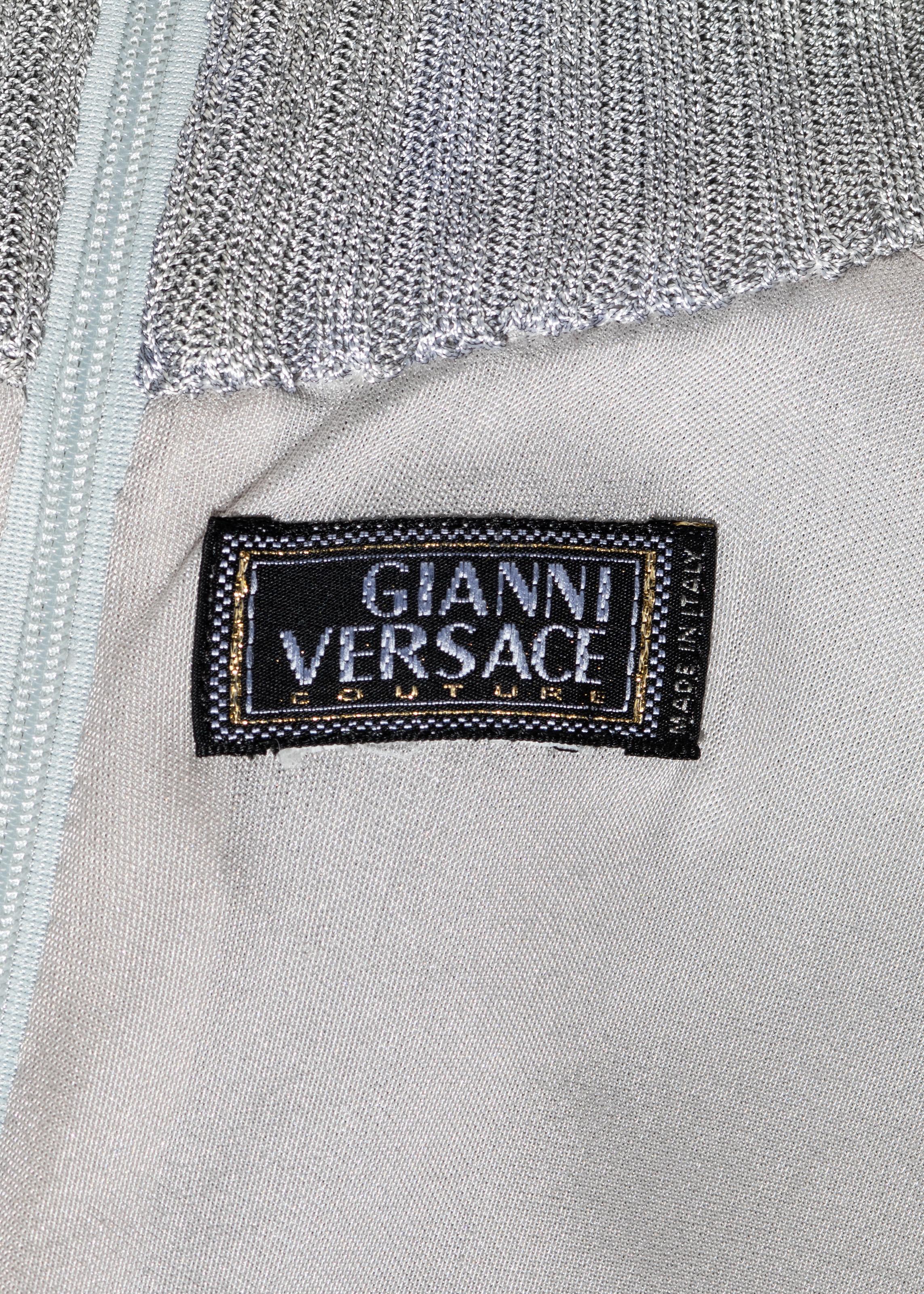 Women's Gianni Versace silver knitted rayon evening dress, fw 1996