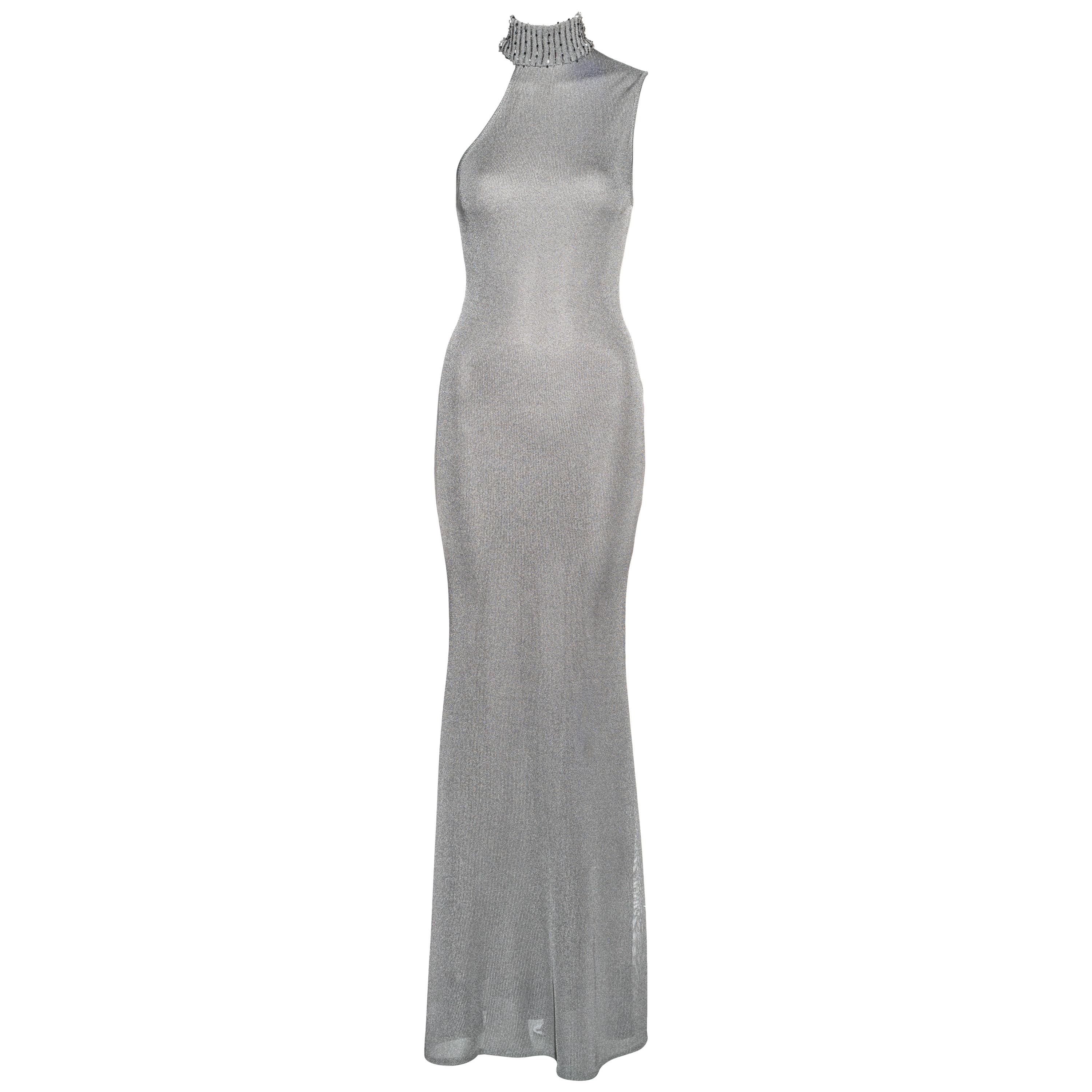 Gianni Versace silver knitted rayon evening dress, fw 1996