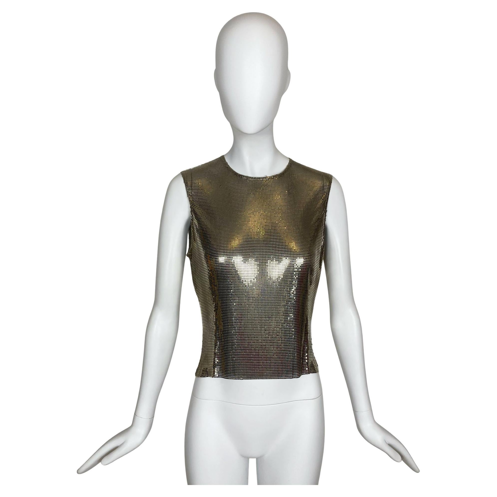 GIANNI VERSACE Silver Oroton Metal Mesh Vest, FW 1994 For Sale