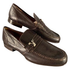 GIANNI VERSACE Size 10 Brown Python Loafer Loafers