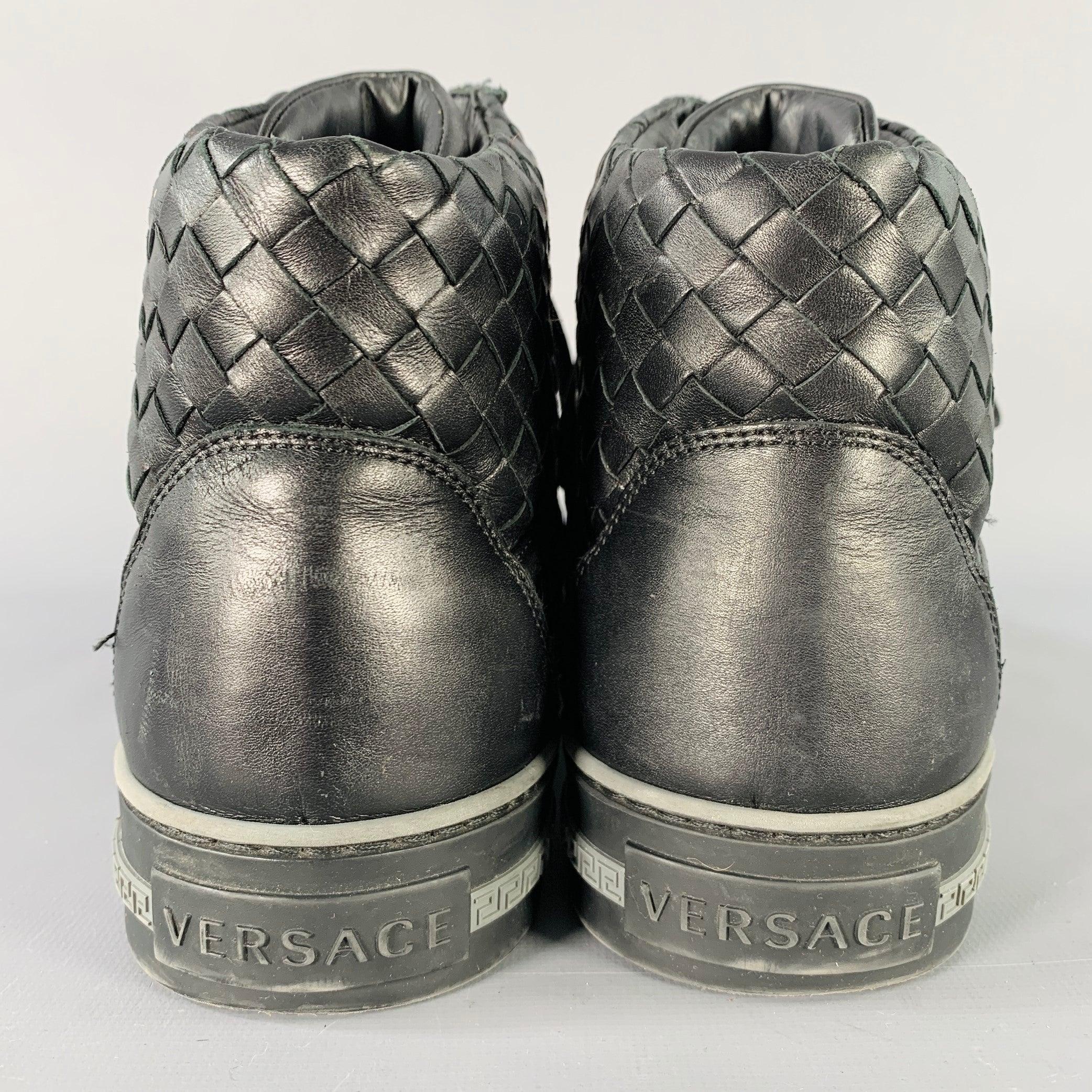 De los hombres GIANNI VERSACE Zapatillas altas de piel Greca negras talla 11 en venta