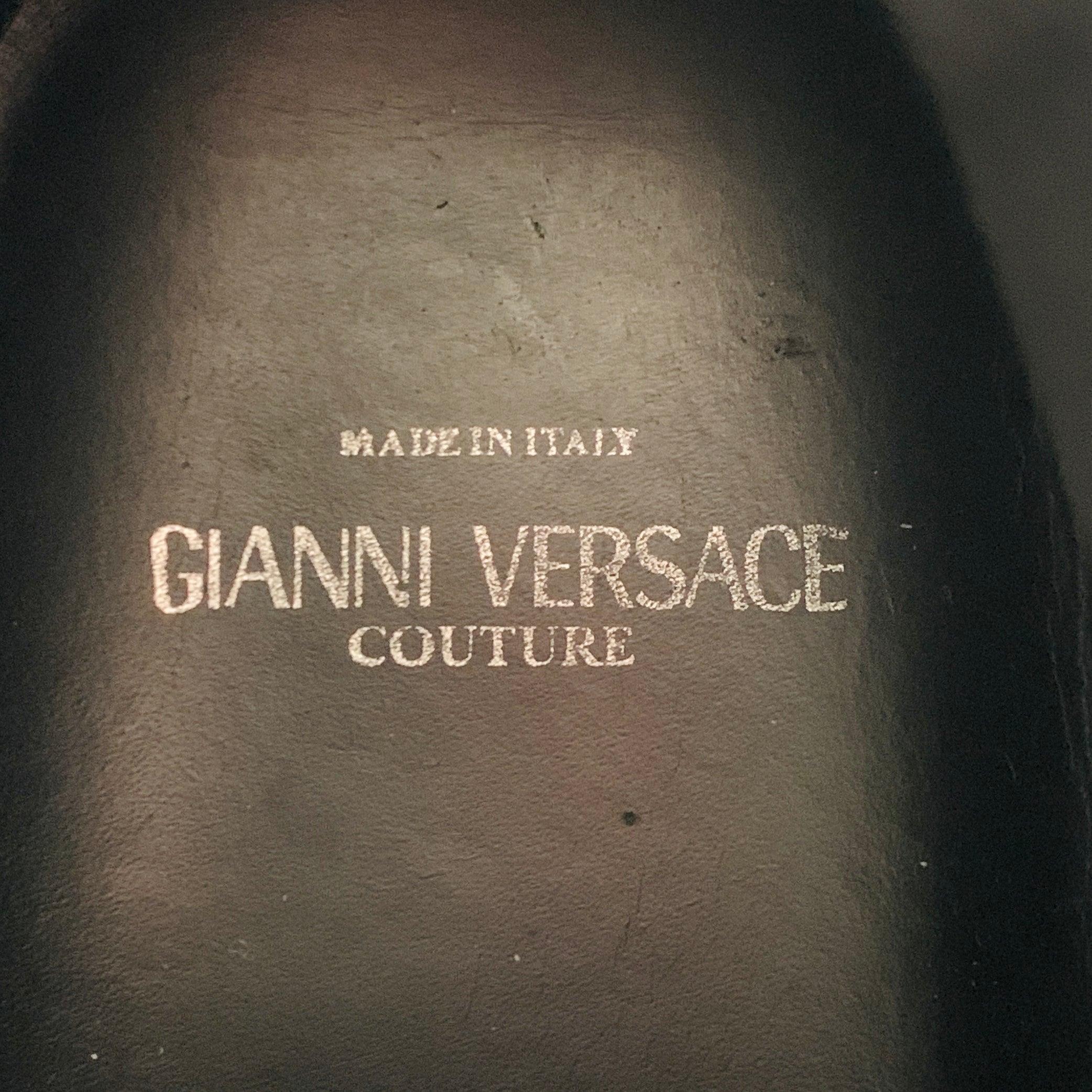 GIANNI VERSACE Zapatillas altas de piel Greca negras talla 11 en venta 4