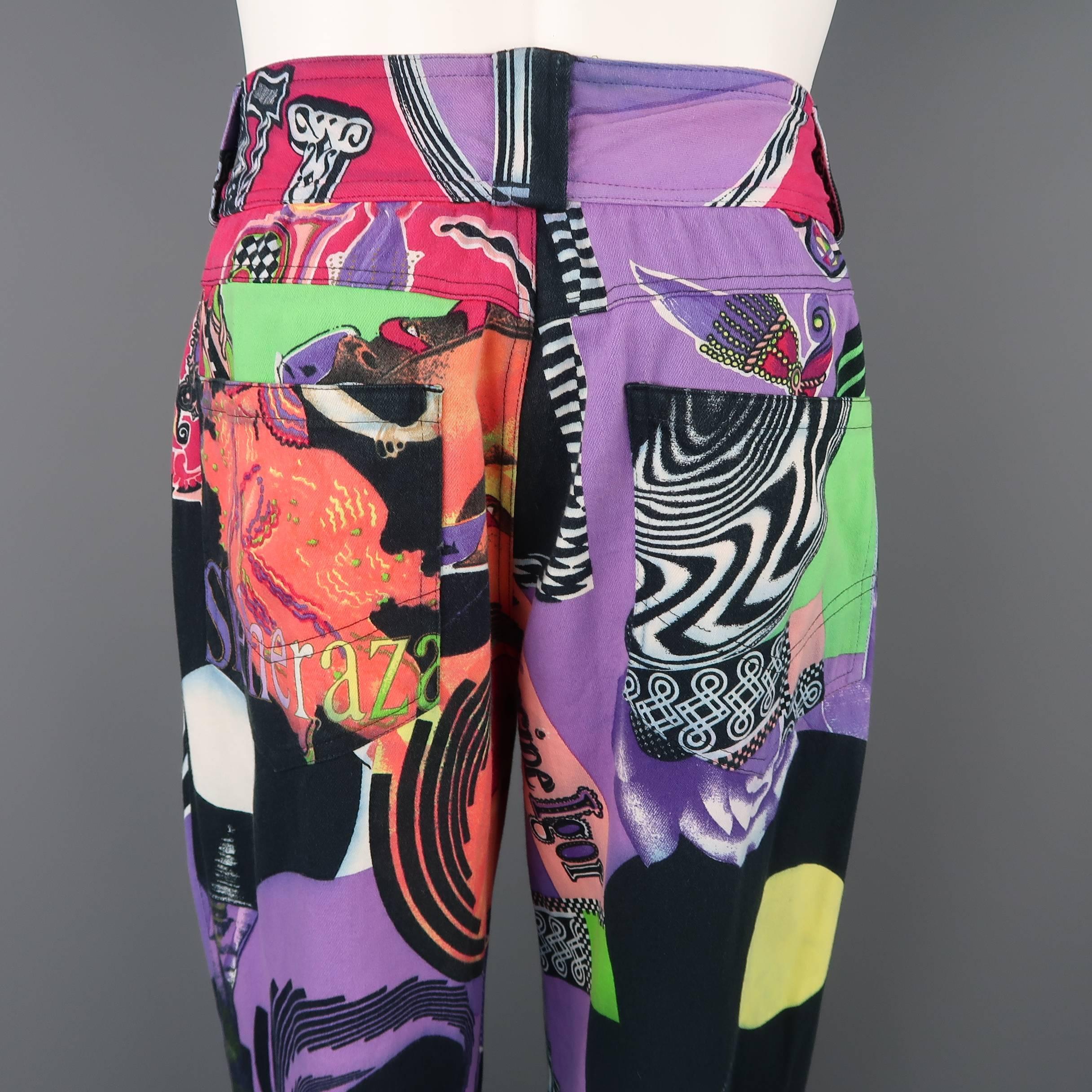 GIANNI VERSACE Size 32 Betty Boop Elvis Pop Art Print Cotton Casual Pants 3