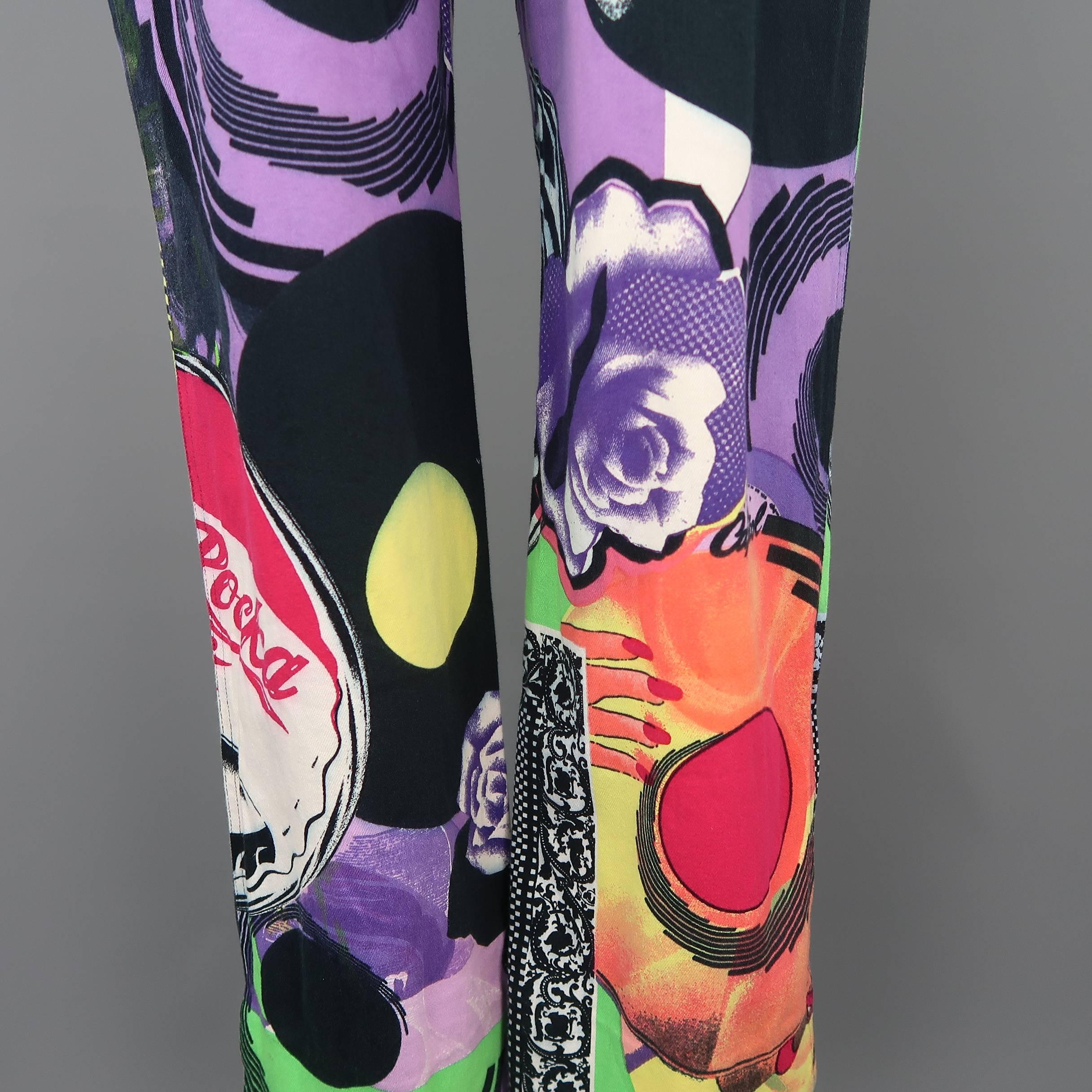 GIANNI VERSACE Size 32 Betty Boop Elvis Pop Art Print Cotton Casual Pants 6