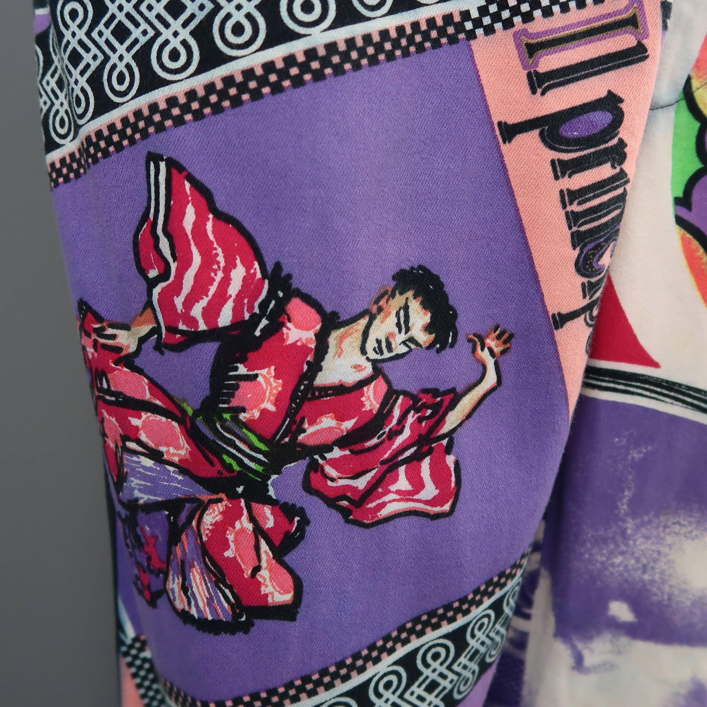 Black GIANNI VERSACE Size 32 Betty Boop Elvis Pop Art Print Cotton Casual Pants