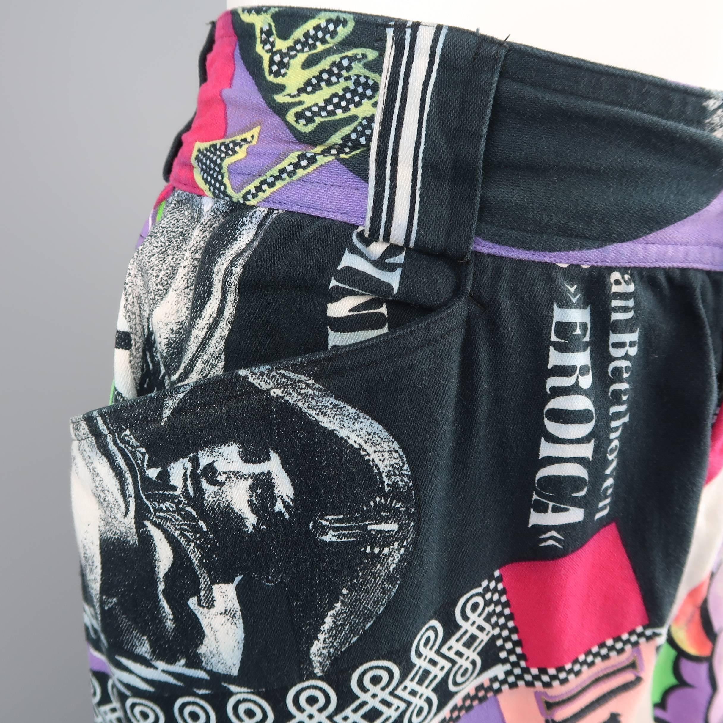 GIANNI VERSACE Size 32 Betty Boop Elvis Pop Art Print Cotton Casual Pants In Fair Condition In San Francisco, CA