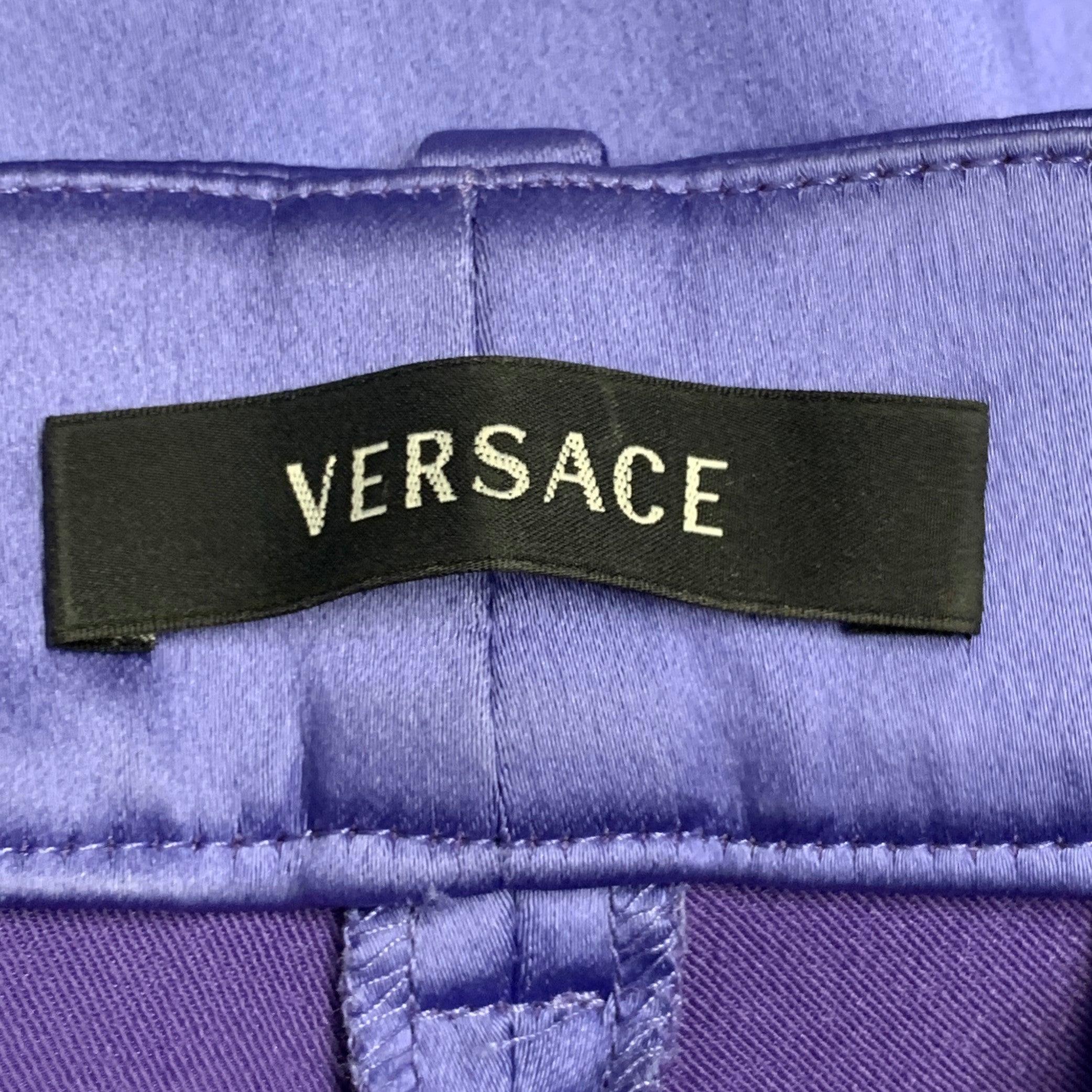 GIANNI VERSACE Größe 4 Lila Acetatmischung Slim Tapered Dress Pants im Zustand „Gut“ im Angebot in San Francisco, CA