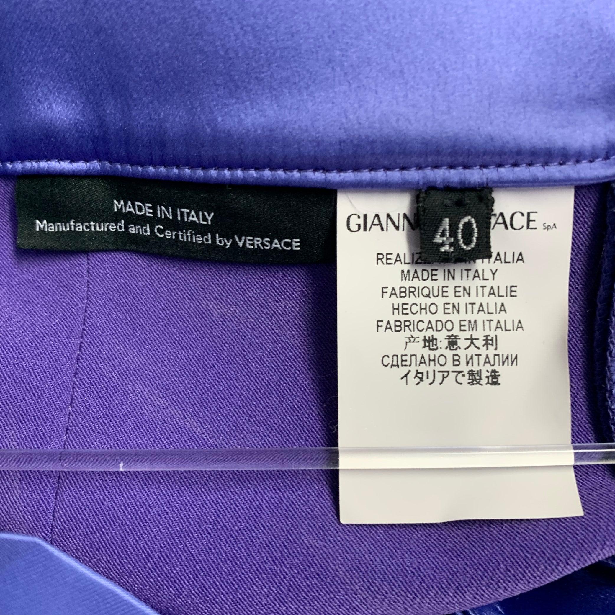 GIANNI VERSACE Größe 4 Lila Acetatmischung Slim Tapered Dress Pants Damen im Angebot