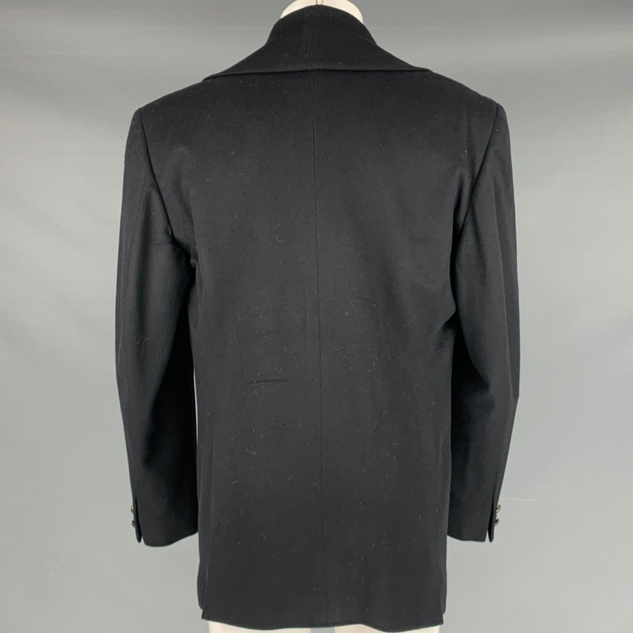 GIANNI VERSACE Taille 40 Veste à col châle en laine noire Pour hommes en vente
