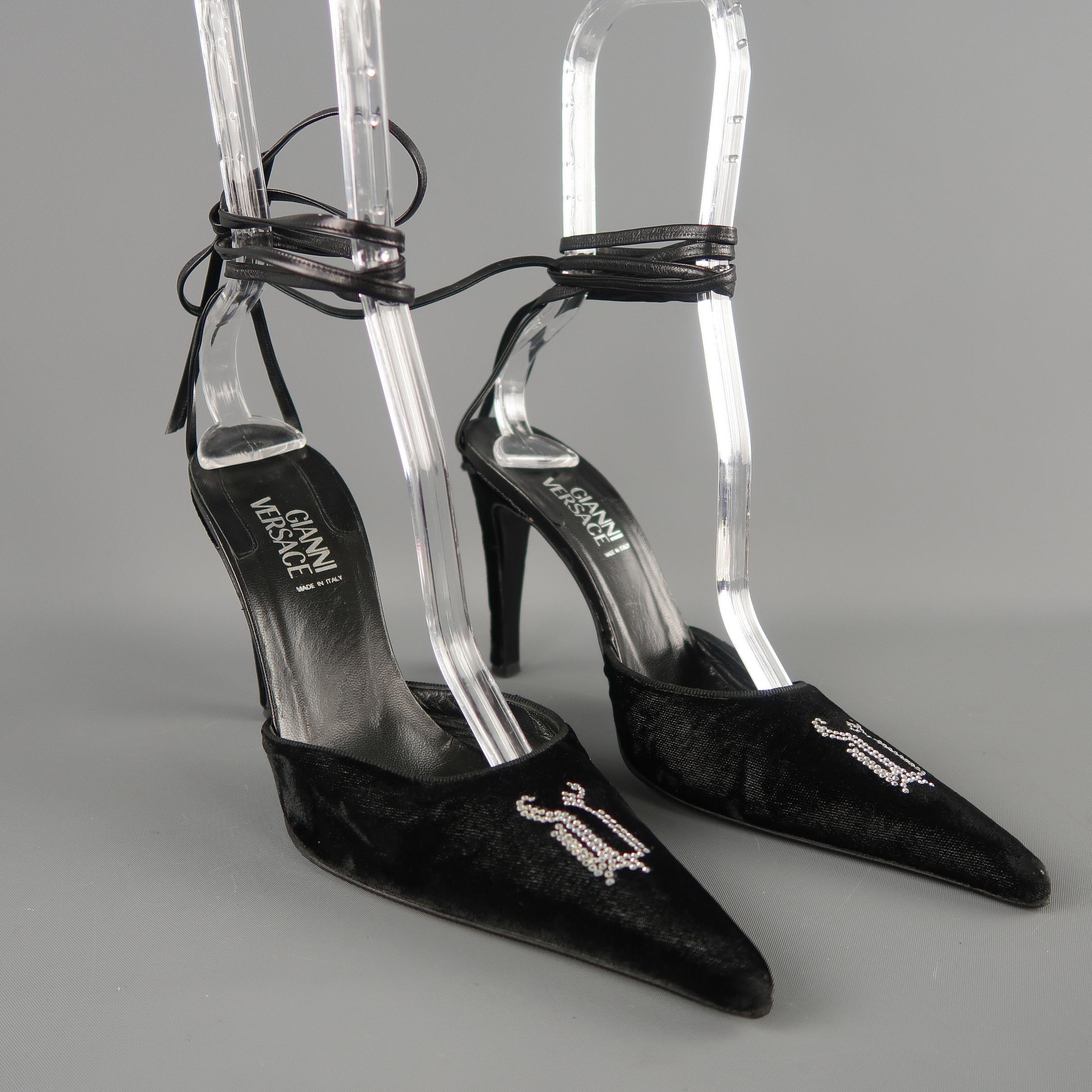 versace lace up heels