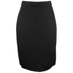 GIANNI VERSACE Size 8 Black Textured Pencil Skirt