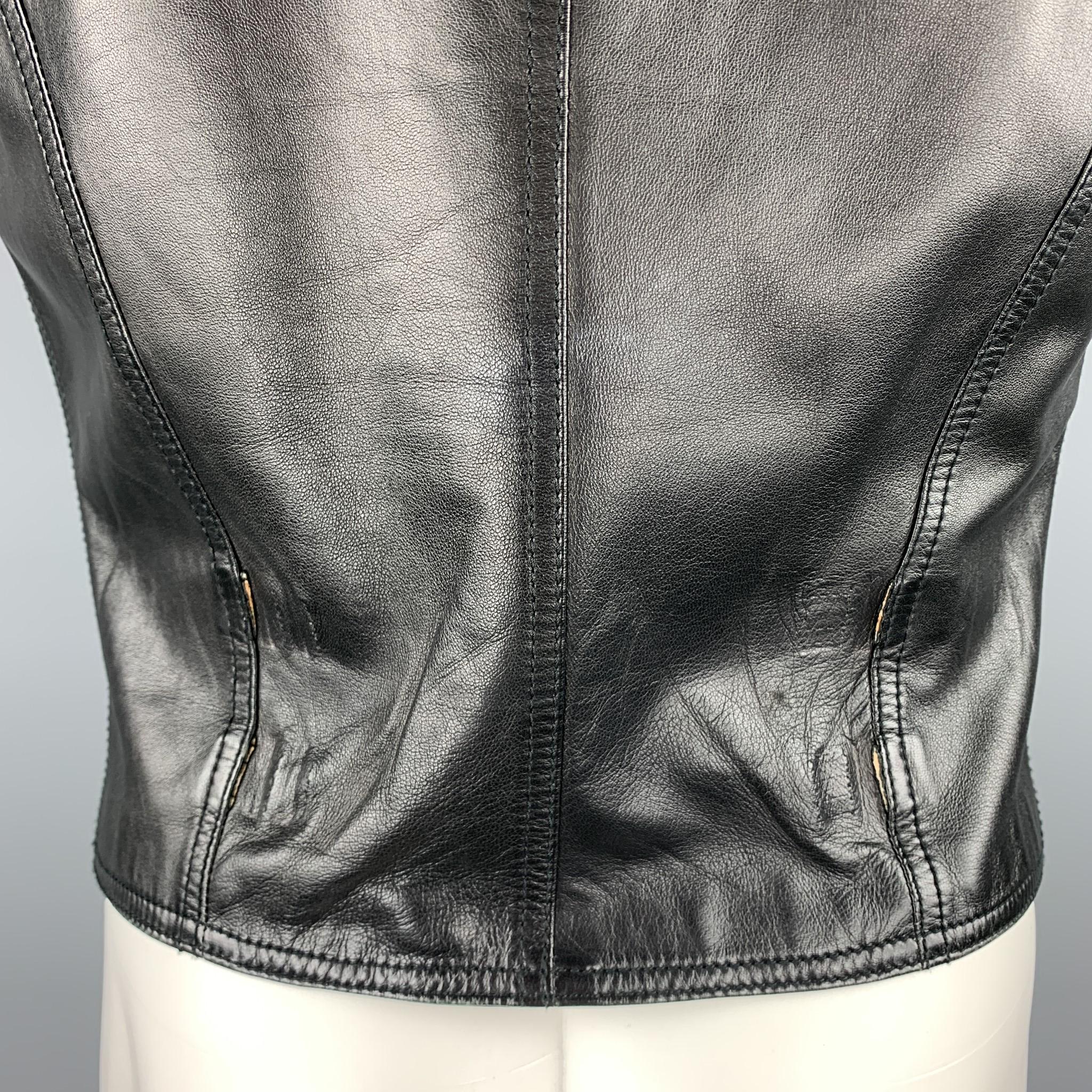 GIANNI VERSACE Size L Black Leather Vest In Good Condition In San Francisco, CA