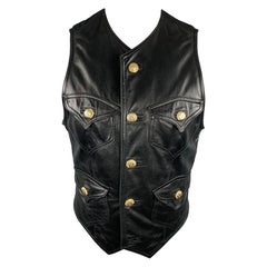 Antique GIANNI VERSACE Size L Black Leather Vest
