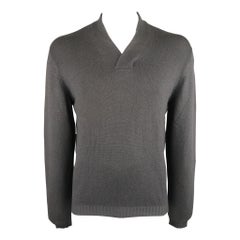 GIANNI VERSACE Size M Charcoal Cashmere Pullover Sweater