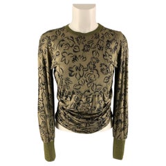 GIANNI VERSACE Size S Green and Black Viscose & Silk Abstract Pullover