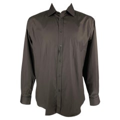 GIANNI VERSACE Size XL Black Cotton Button Up Long Sleeve Shirt GIANNI VERSACE Size XL Black Cotton Button Up Long Sleeve Shirt