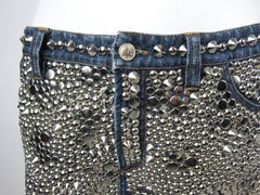 Gianni Versace Skirt Studded Denim Mini 1990s