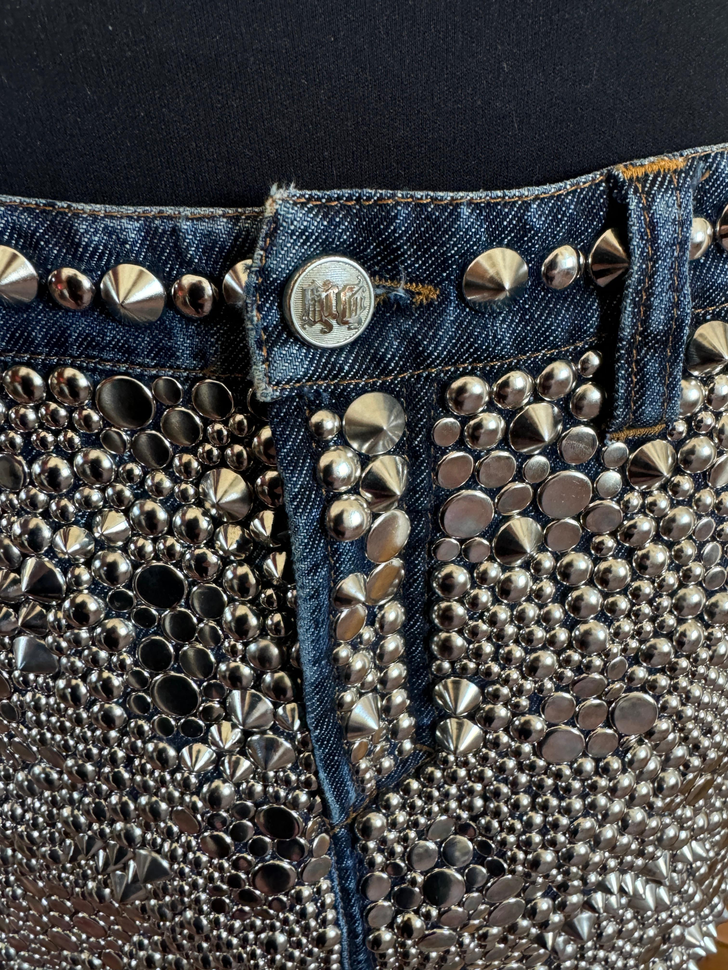 Gianni Versace Skirt Studded Denim Mini 1990s 2