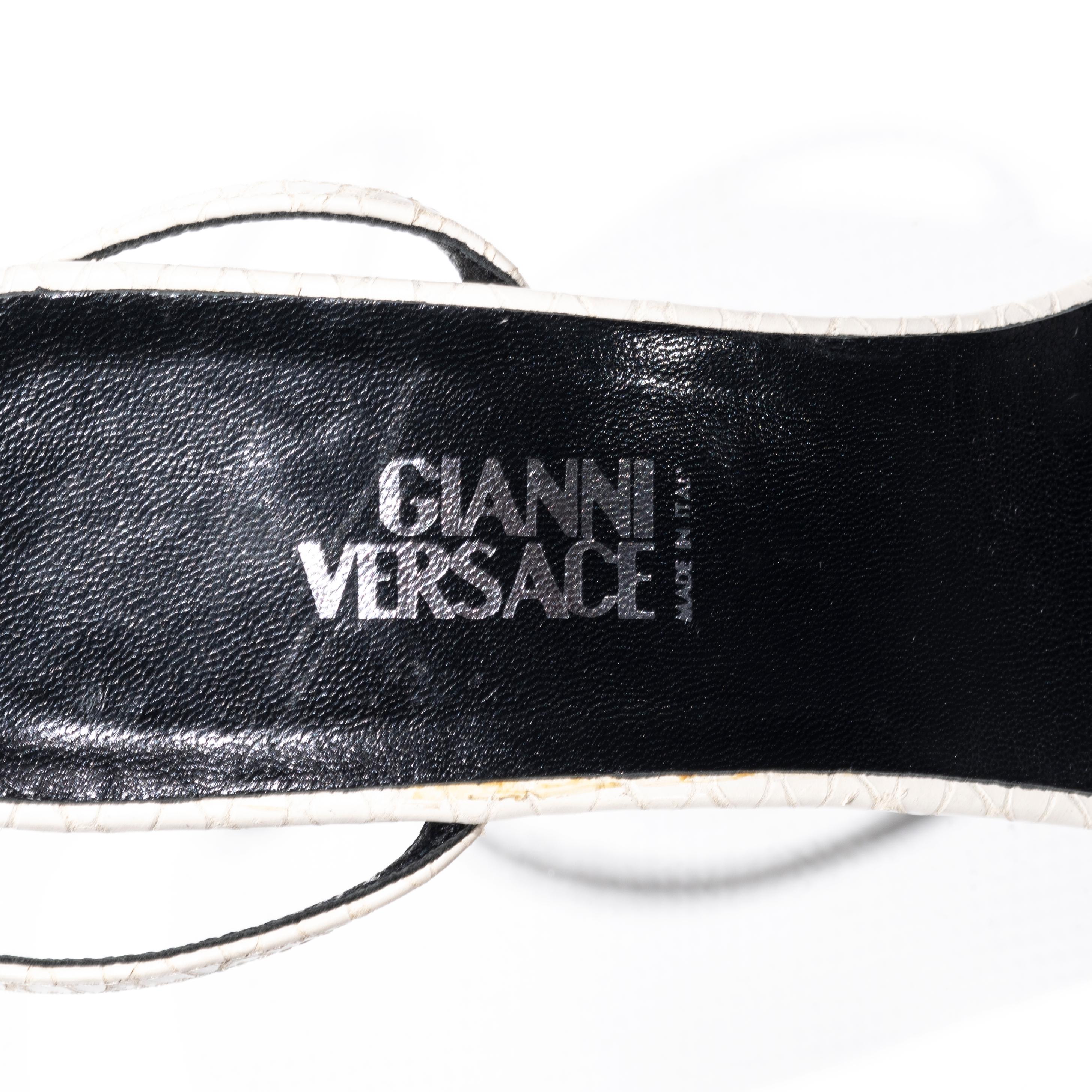 Gianni Versace snakeskin and Persian lamb platform sandals, fw 1999 For Sale 5
