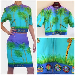 Gianni Versace Sport Miami Palm Tree Jeans Couture Blazer Jacket Suit Dress