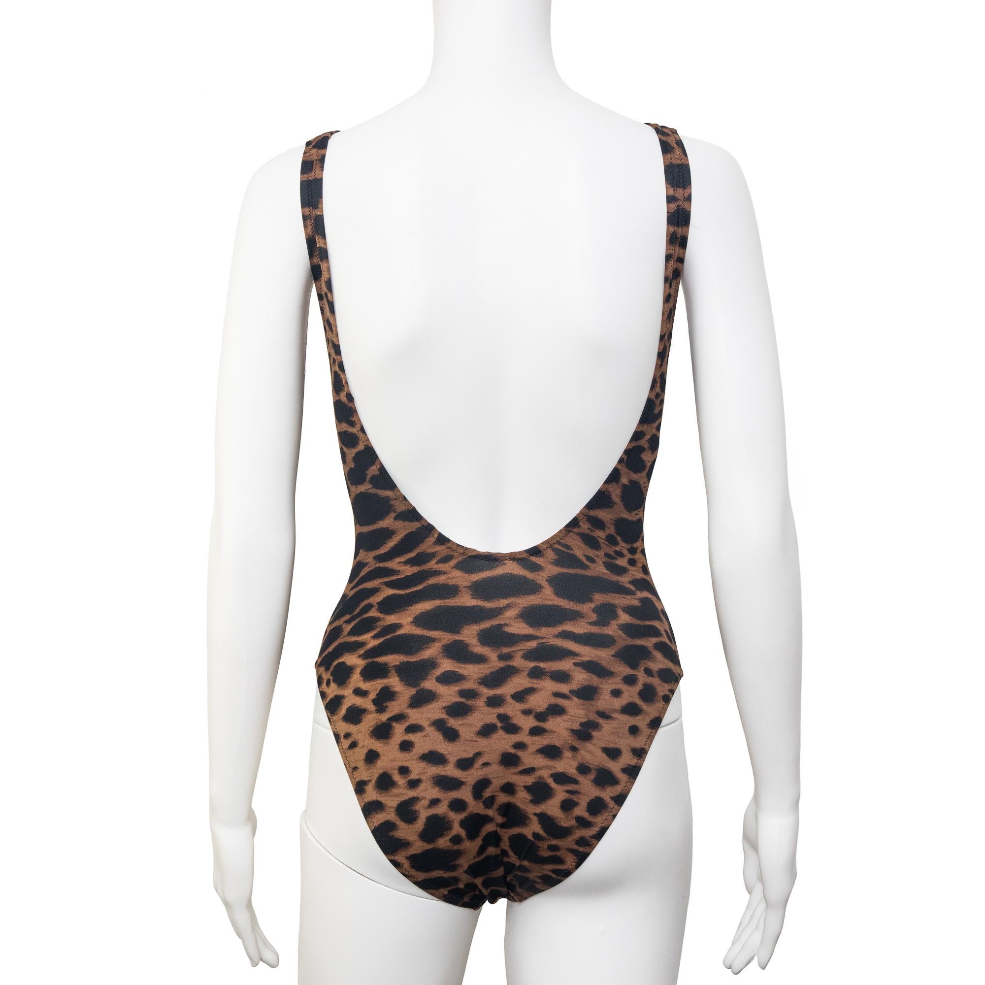 Grigio Gianni Versace Primavera 1992 Costume da bagno con stampa leopardo taglia 38 in vendita