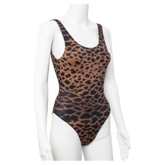 Gianni Versace Spring 1992 Runway Leopard Print Swimsuit size 38