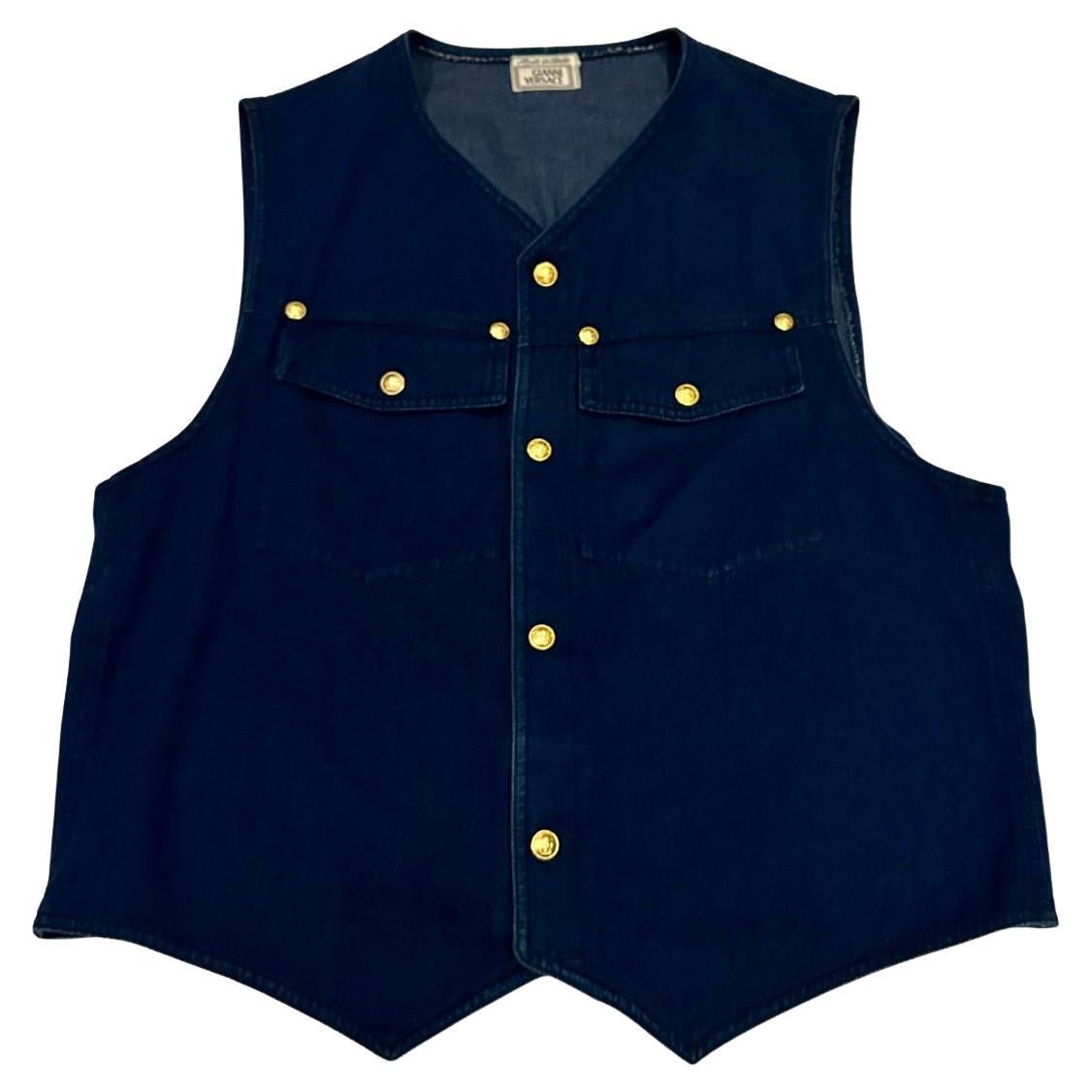 Gianni Versace Spring Summer 1992 Denim Waistcoat